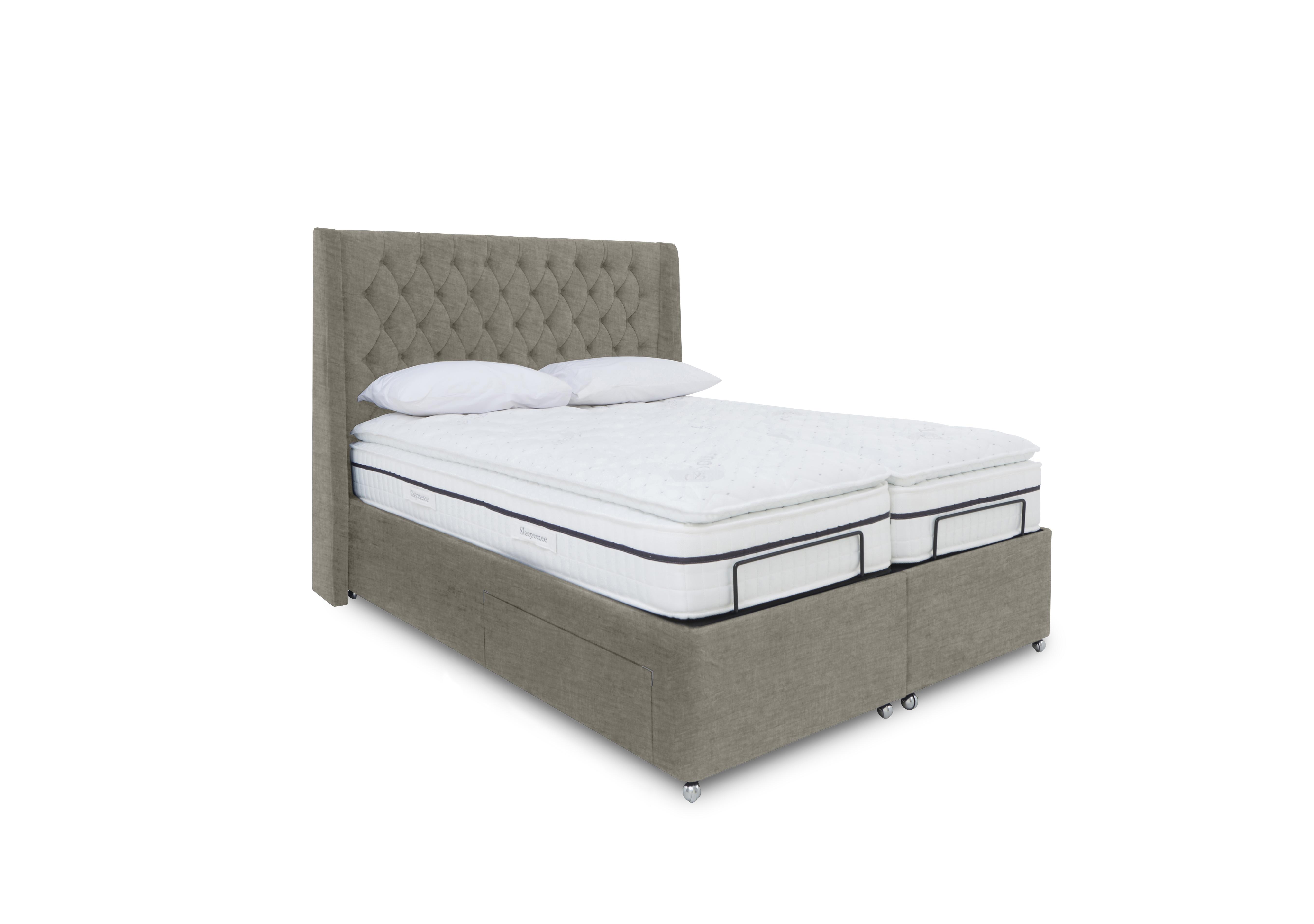 E-Motion Zen Dual Adjustable Divan Base with Headboard in 904 Warm Onyx on Furniture Village