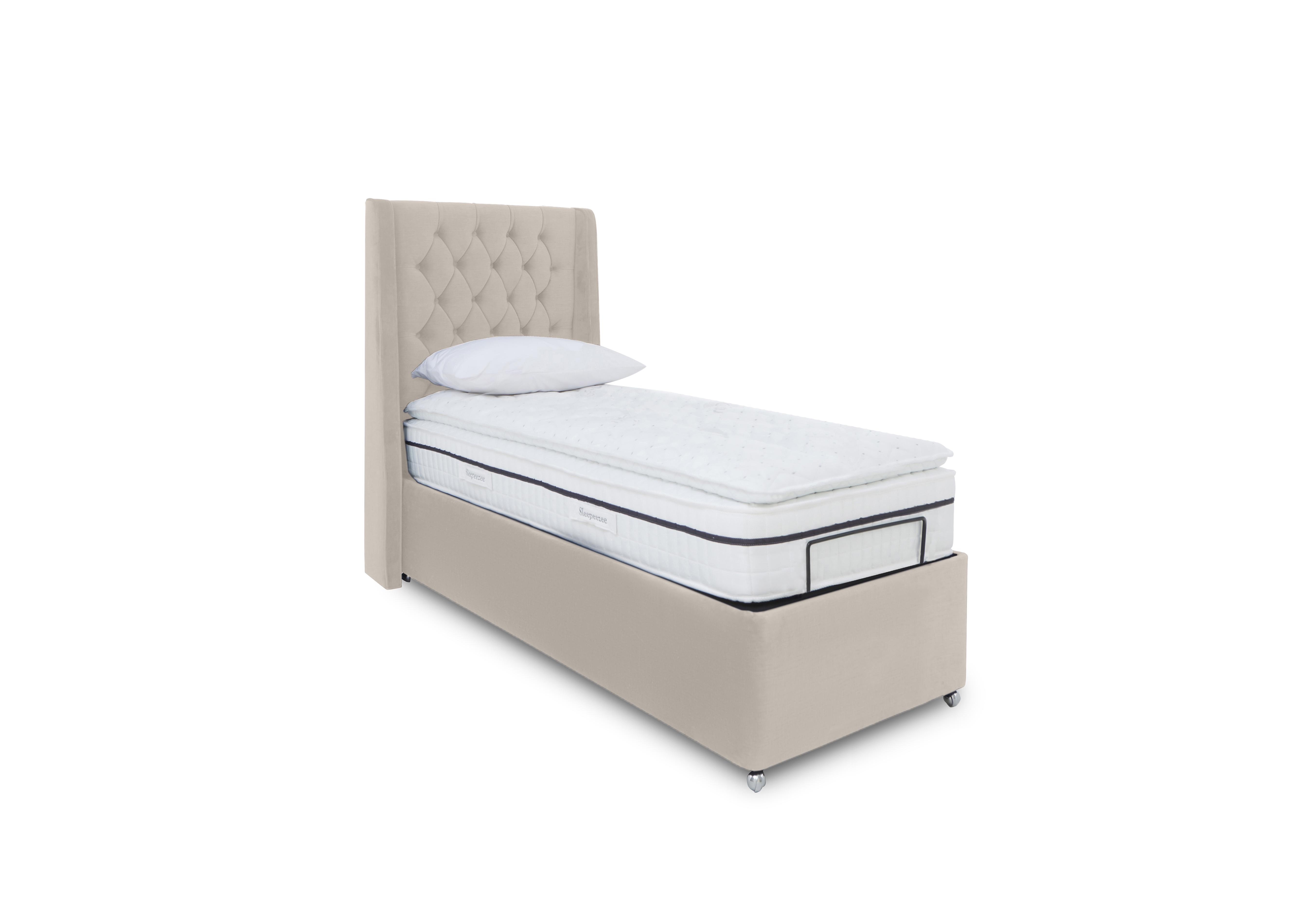 E-Motion Zen Dual Adjustable Ottoman Divan Base with Massage Function and Headboard in Seven Ivory on Furniture Village