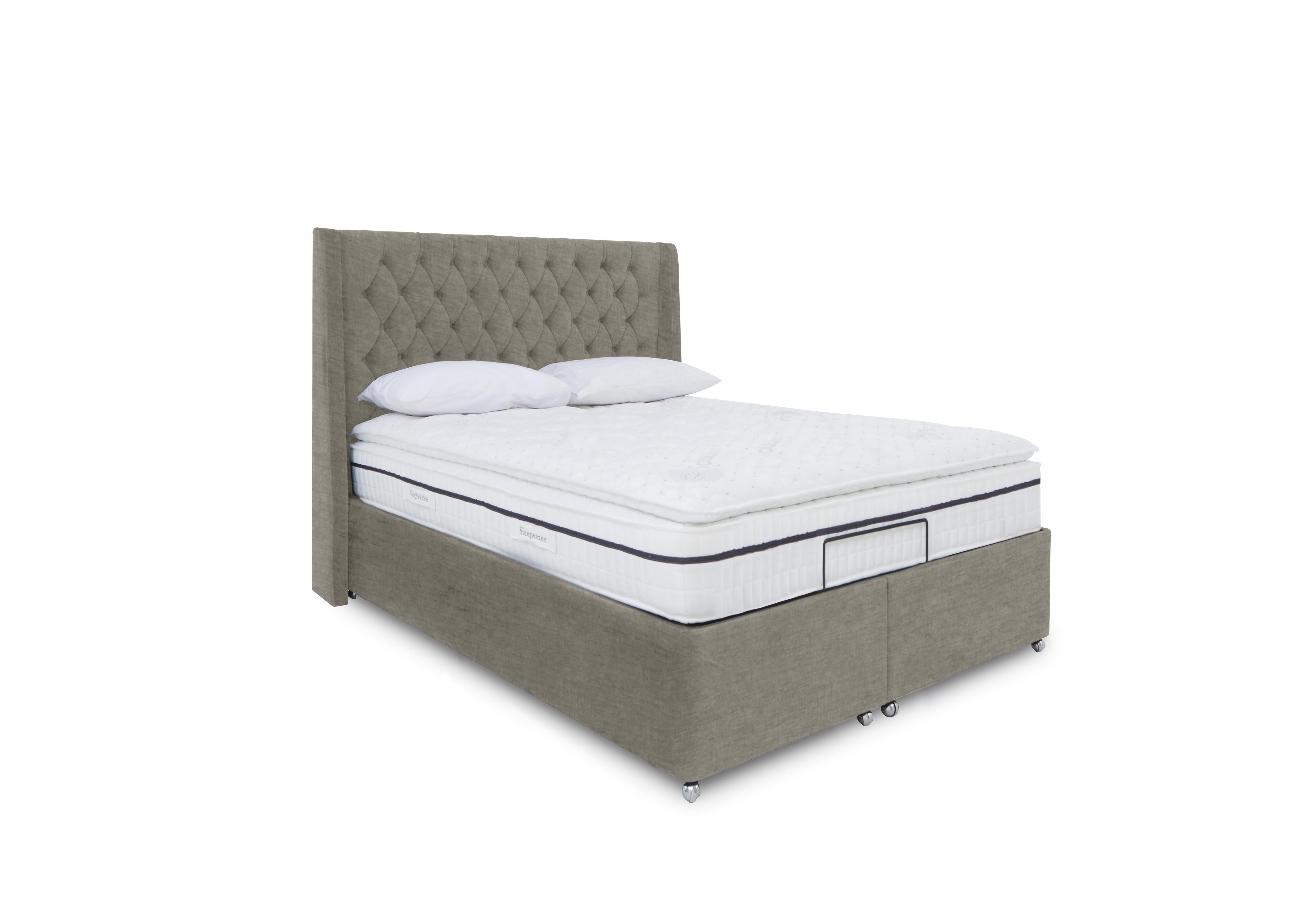 E-Motion Zen Adjustable Ottoman Divan Base with Headboard in 904 Warm Onyx on Furniture Village