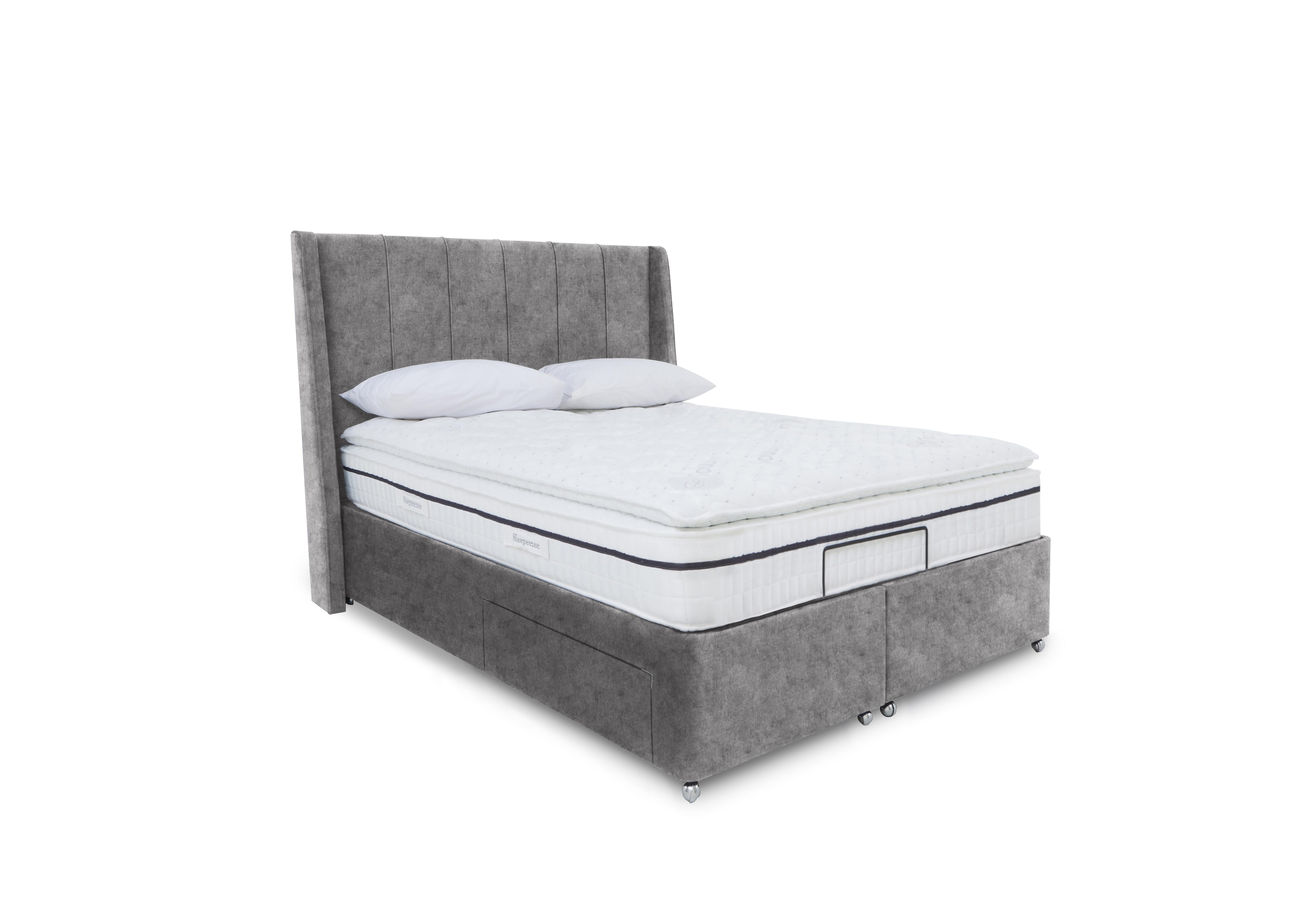 E-Motion Akira Adjustable Divan Base with Headboard in Daytona Pebble on Furniture Village