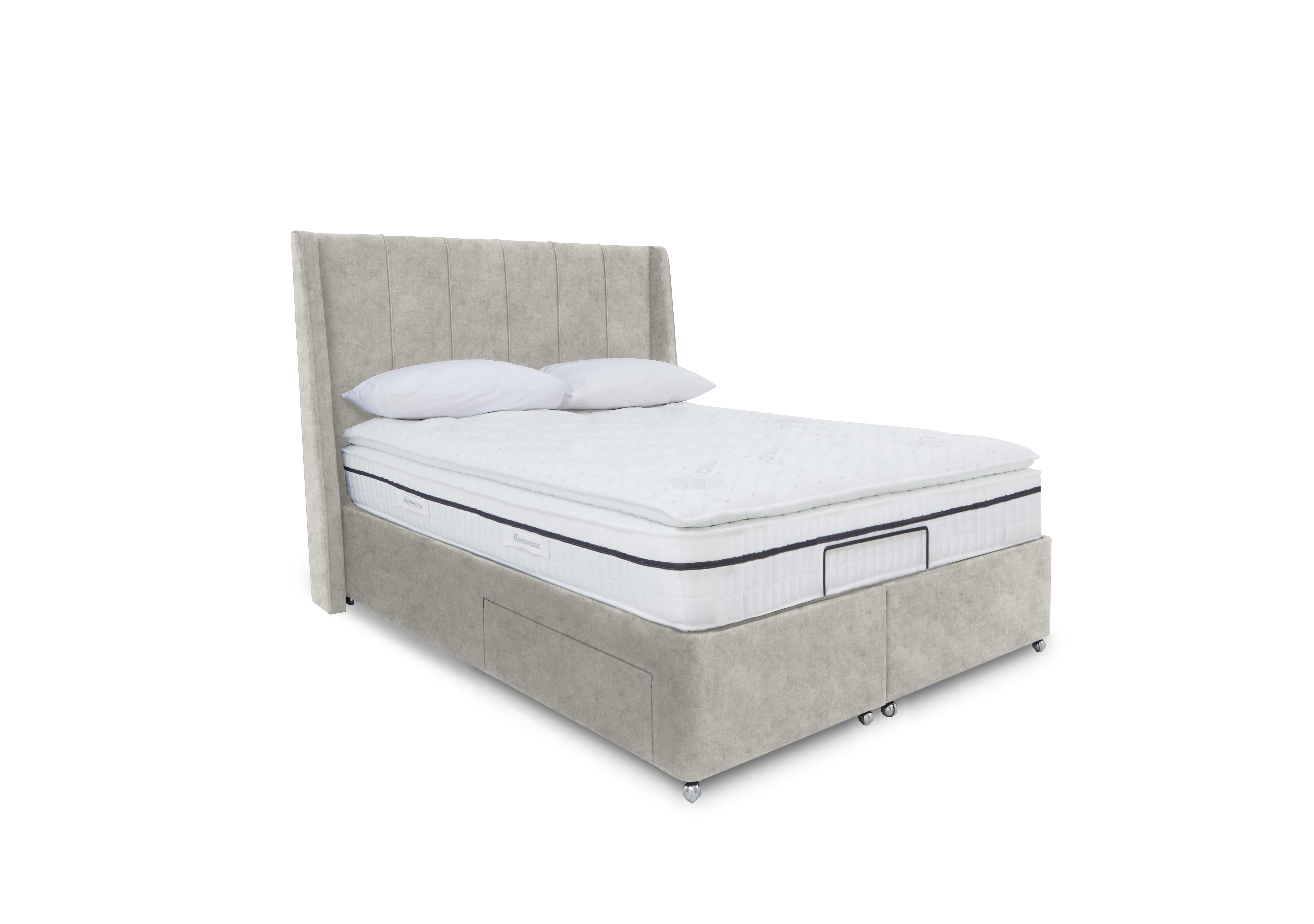 E-Motion Akira Adjustable Divan Base with Headboard in Daytona Stone on Furniture Village