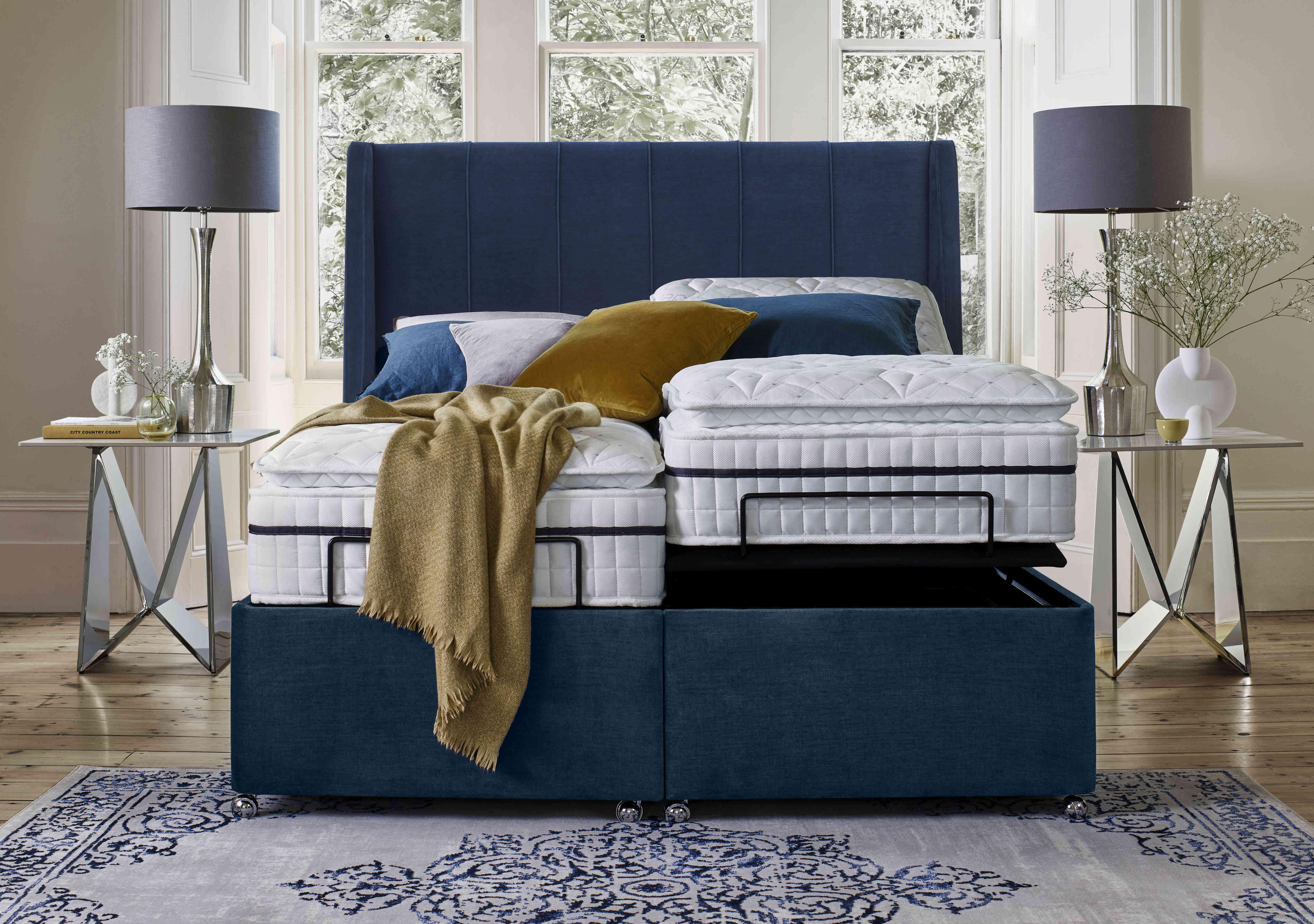 E-Motion Akira Dual Adjustable Ottoman Divan Base with Headboard in  on Furniture Village