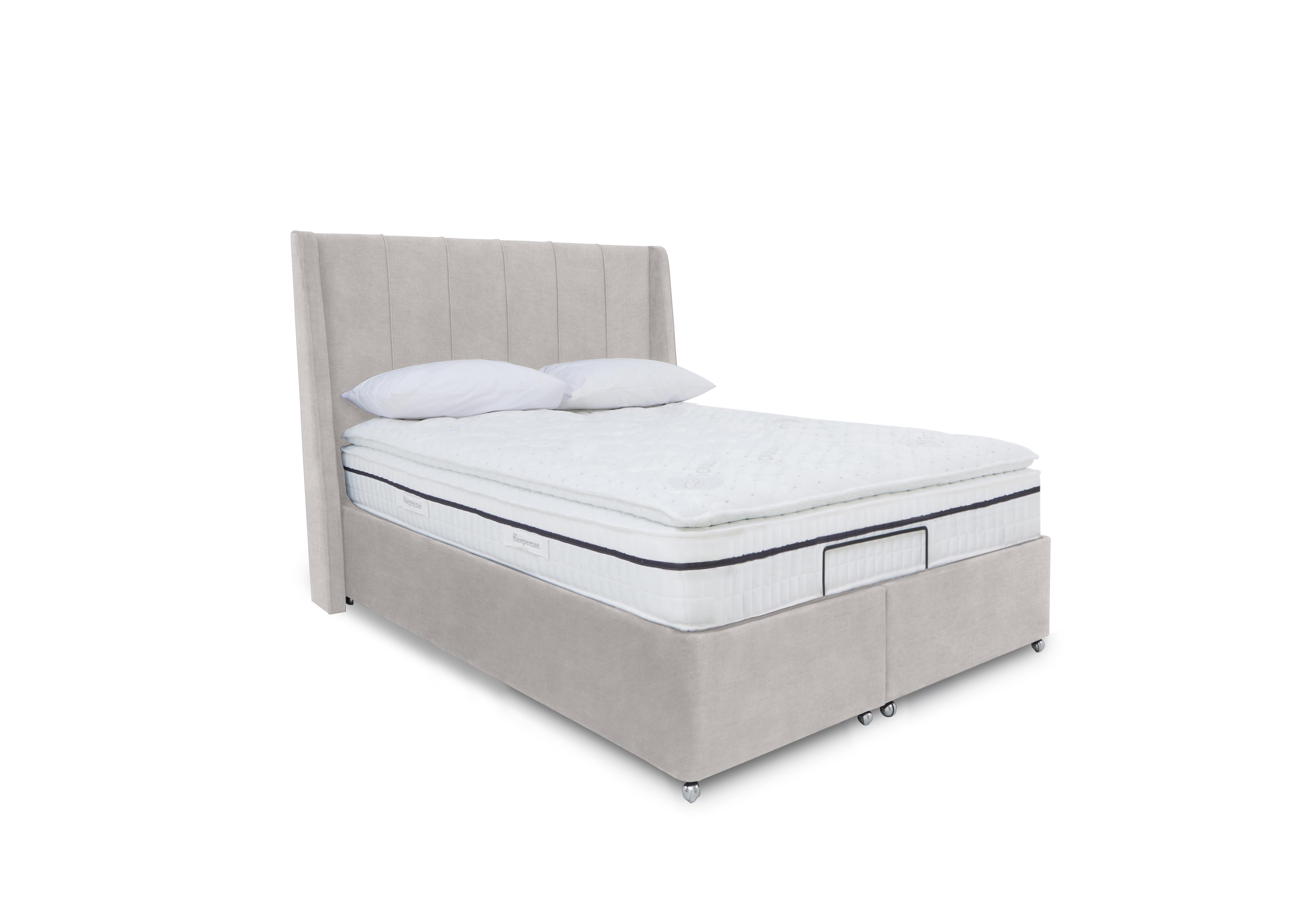 E-Motion Akira Adjustable Ottoman Divan Base with Headboard in Aston Linen on Furniture Village