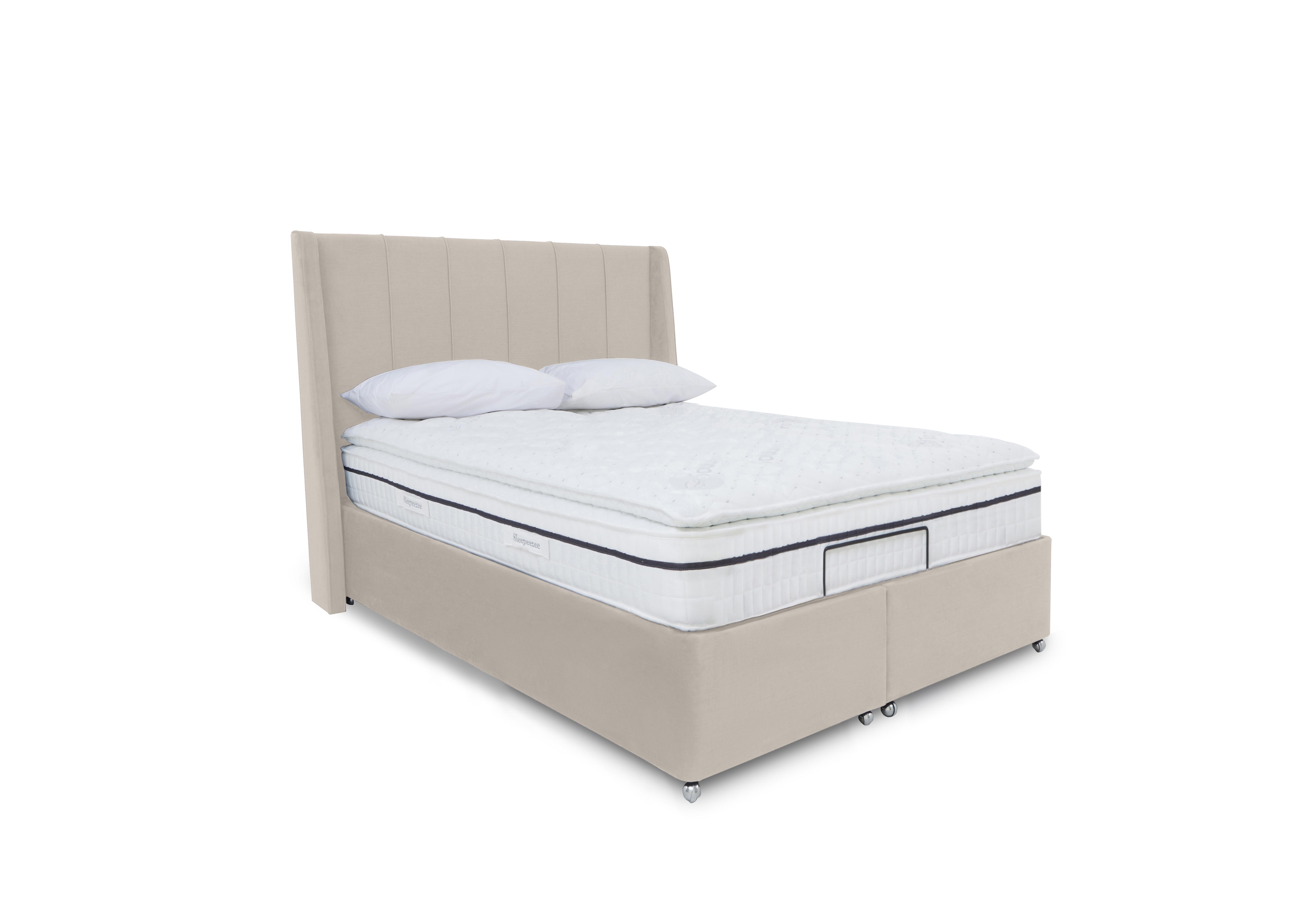 E-Motion Akira Adjustable Ottoman Divan Base with Headboard in Seven Ivory on Furniture Village