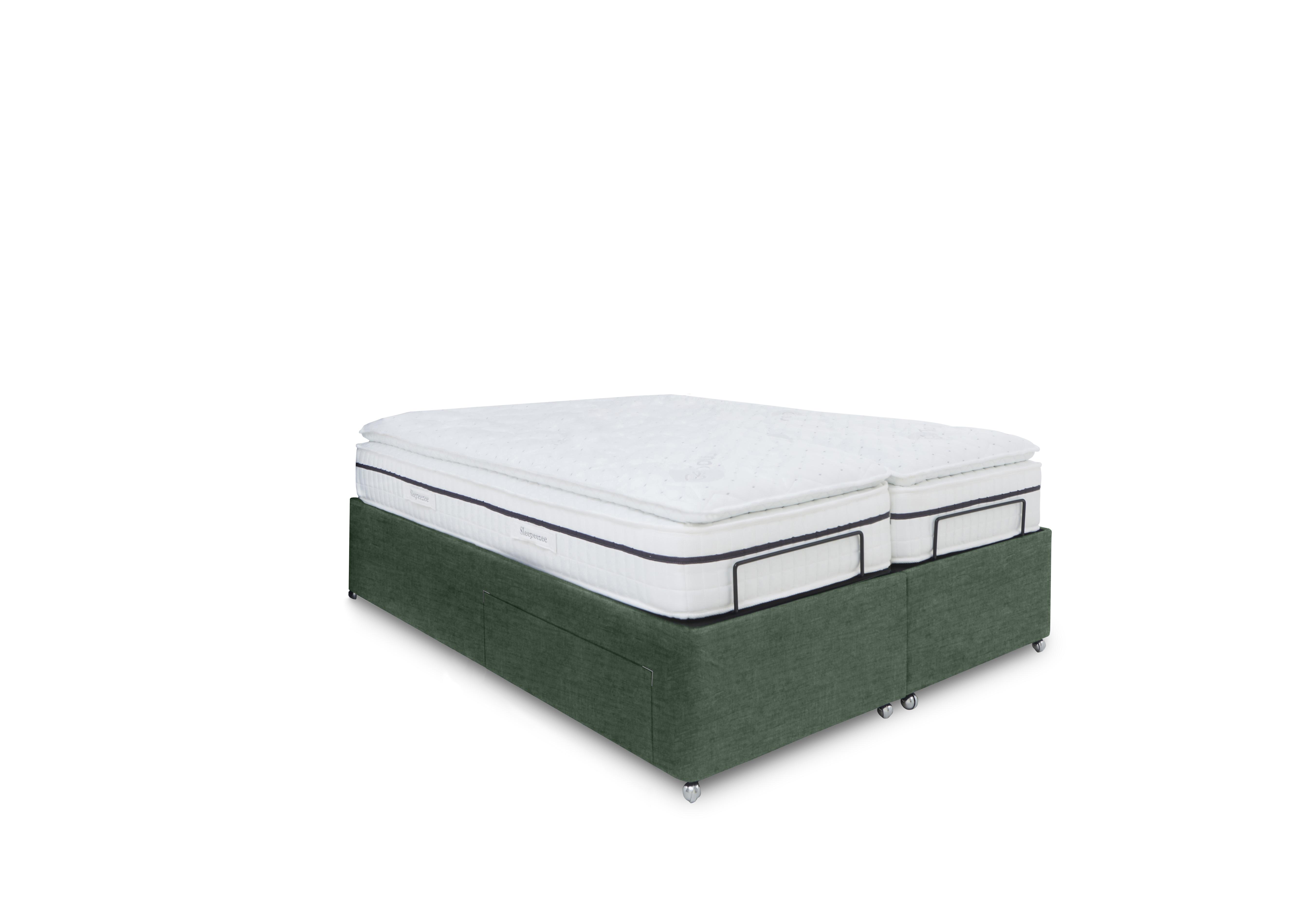 E-Motion Dual Adjustable Divan Base with Massage Function in 502 Tormaline Green on Furniture Village