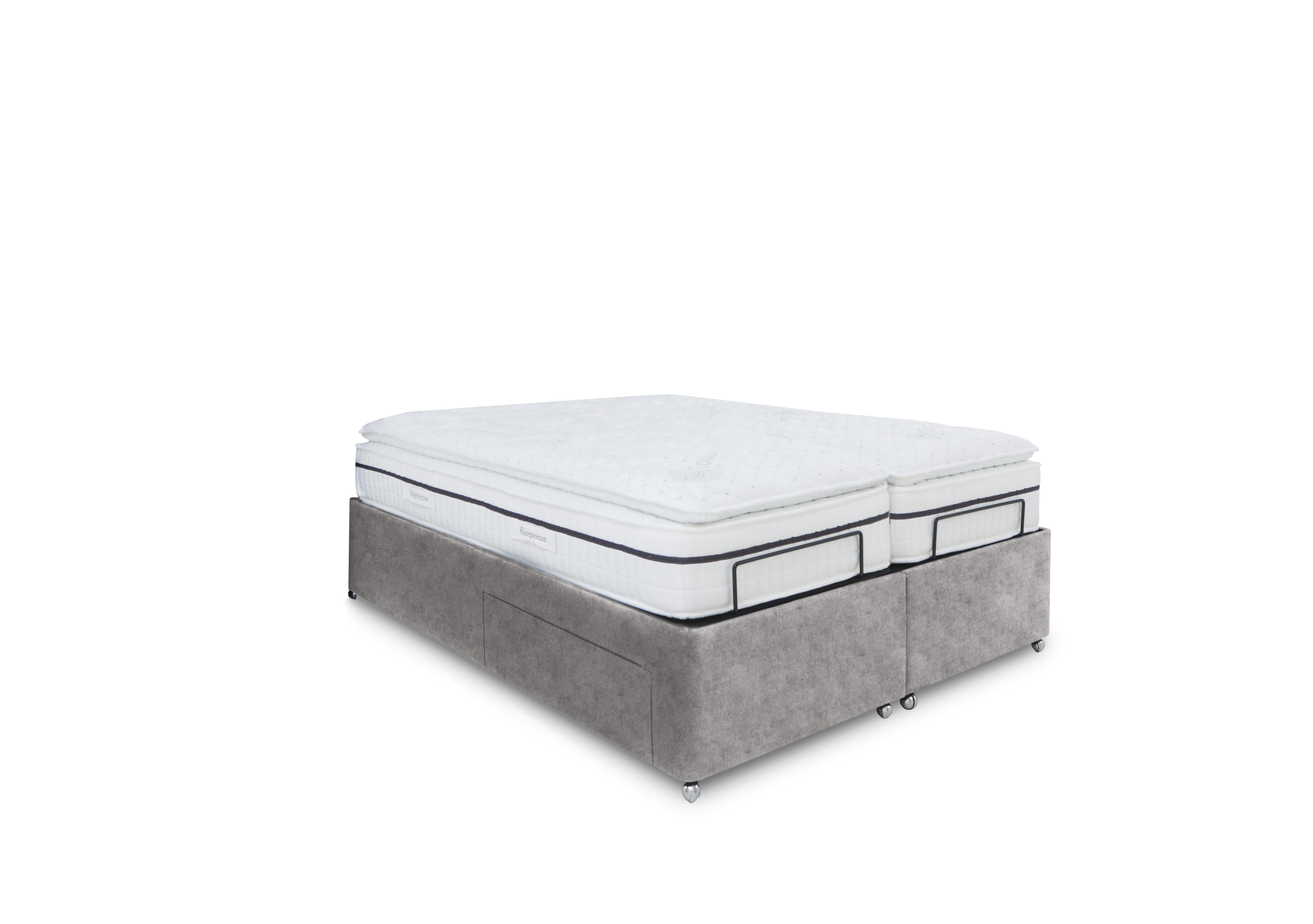 E-Motion Dual Adjustable Divan Base with Massage Function in Daytona Silver on Furniture Village