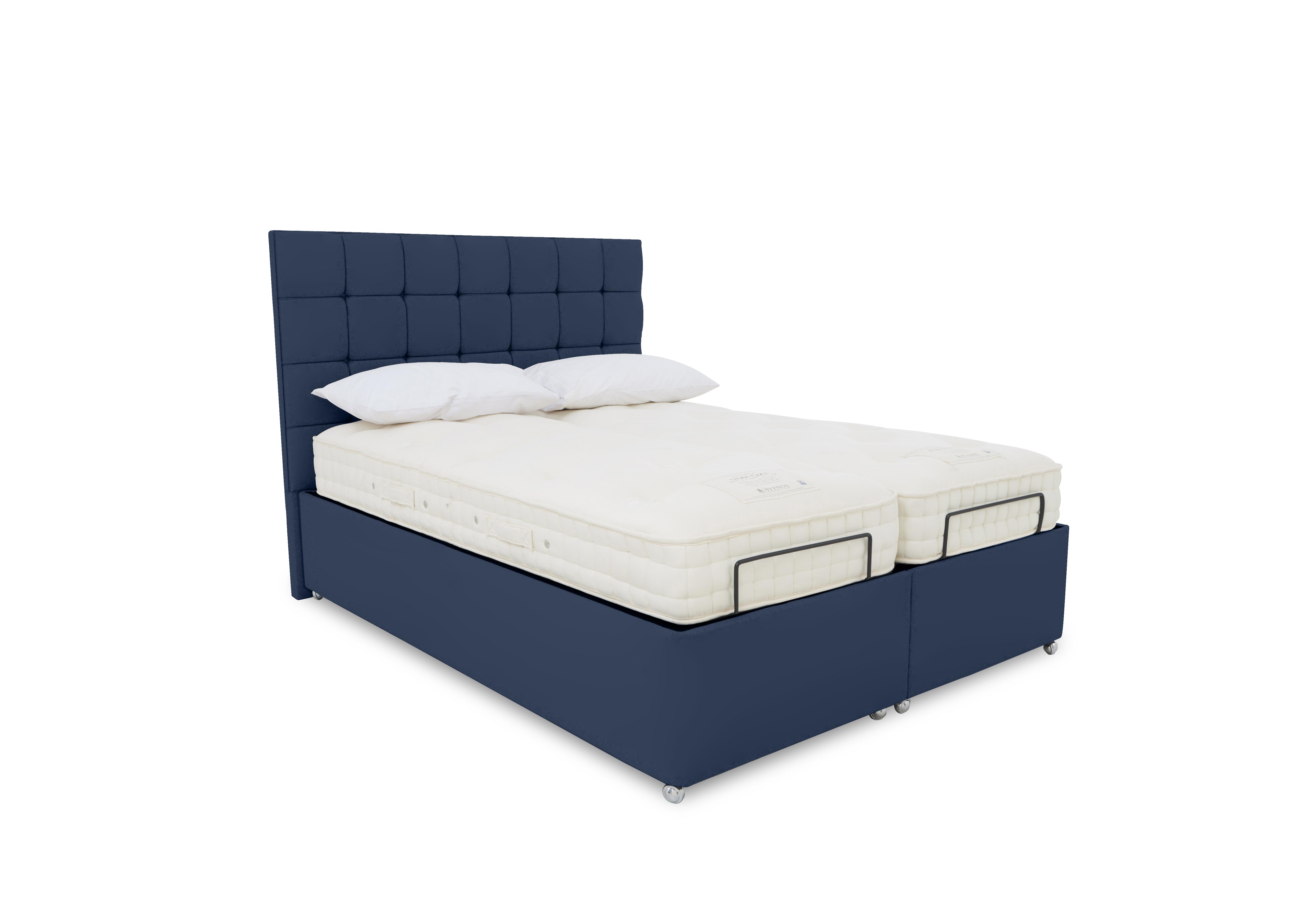 E-Motion Kaito Dual Adjustable Ottoman Divan Base with Headboard in 600 Granite Blue on Furniture Village