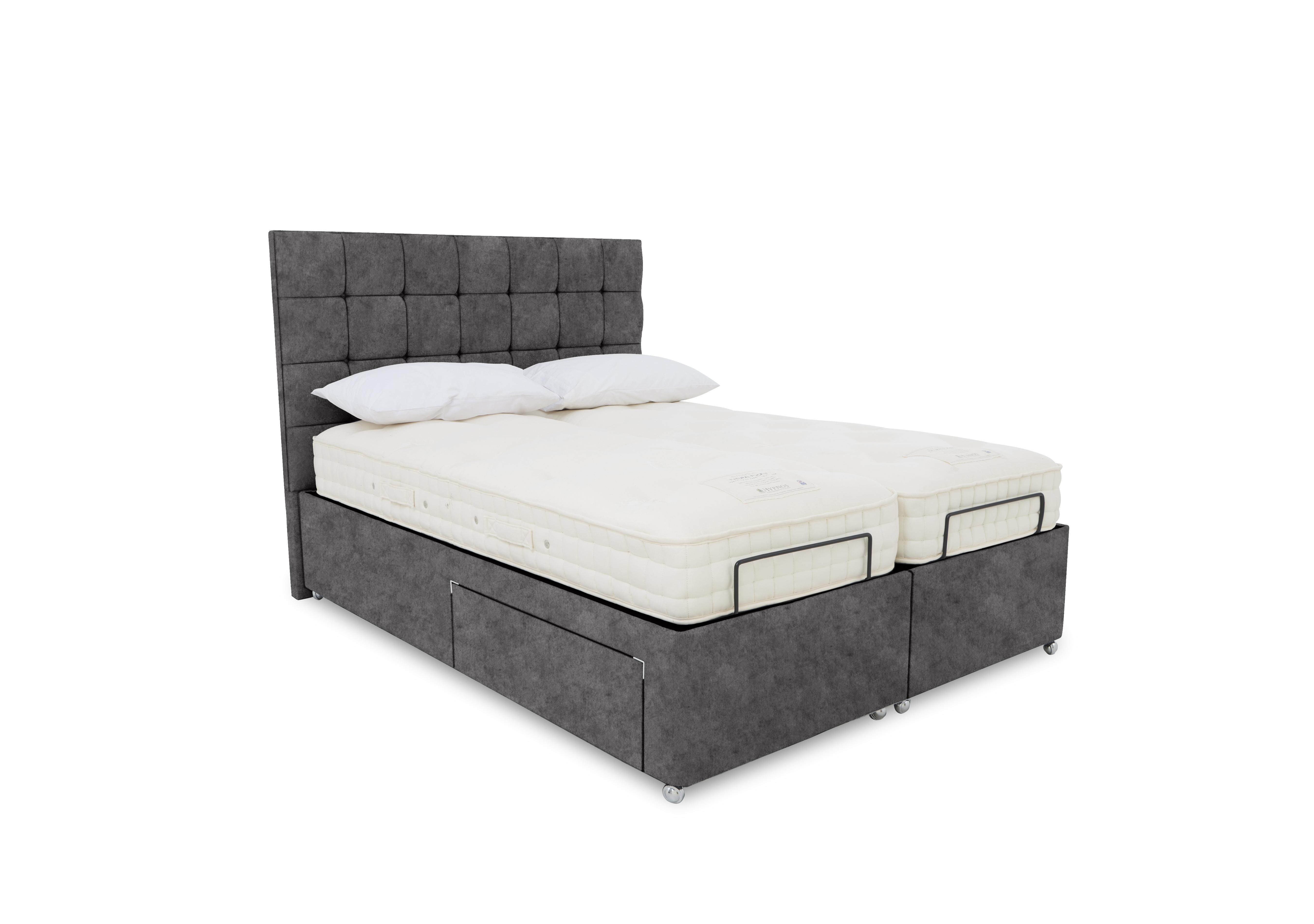 E-Motion Kaito Dual Adjustable Divan Base with Massage Function and Headboard in Daytona  Grey on Furniture Village