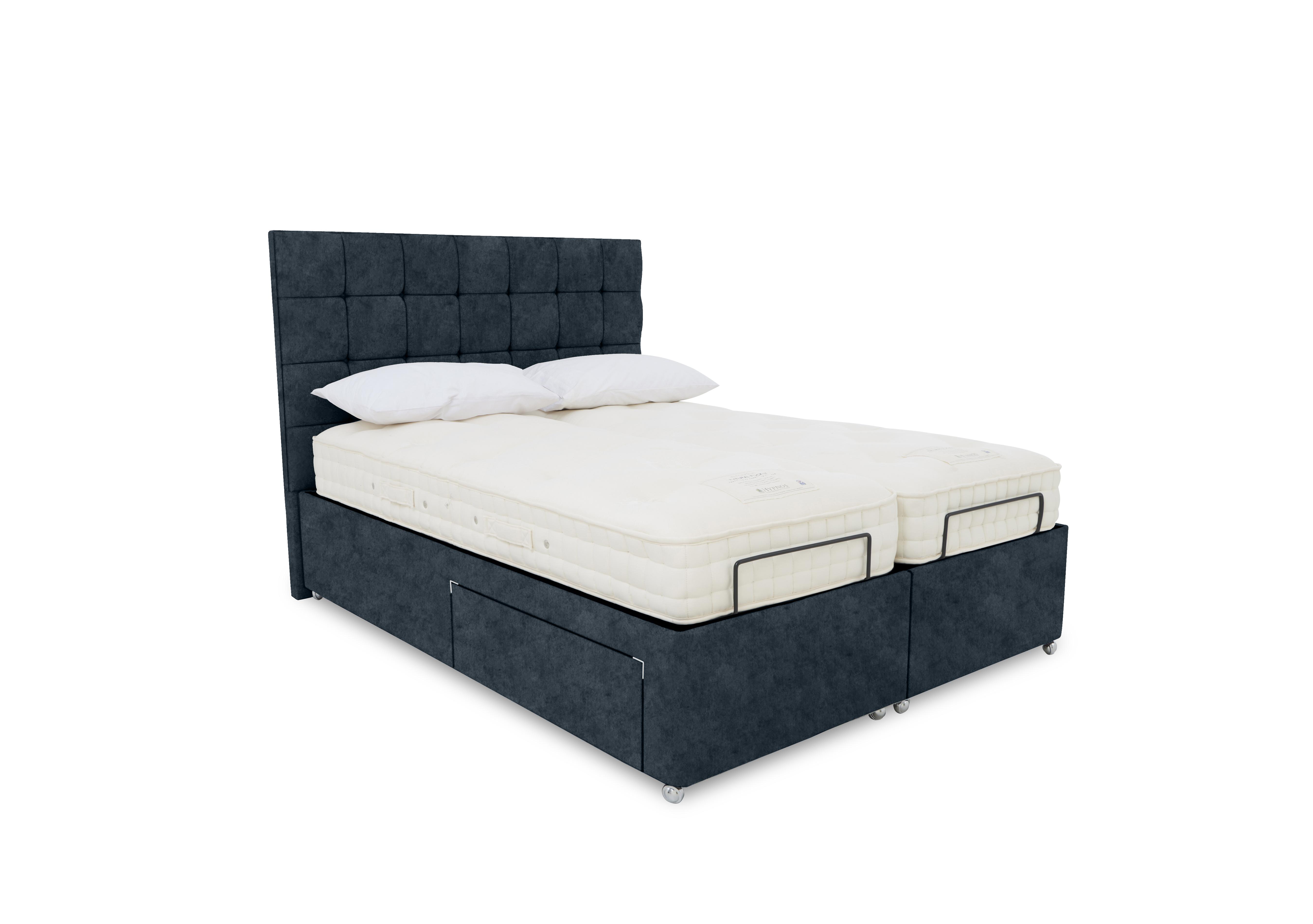 E-Motion Kaito Dual Adjustable Divan Base with Massage Function and Headboard in Daytona Ocean on Furniture Village