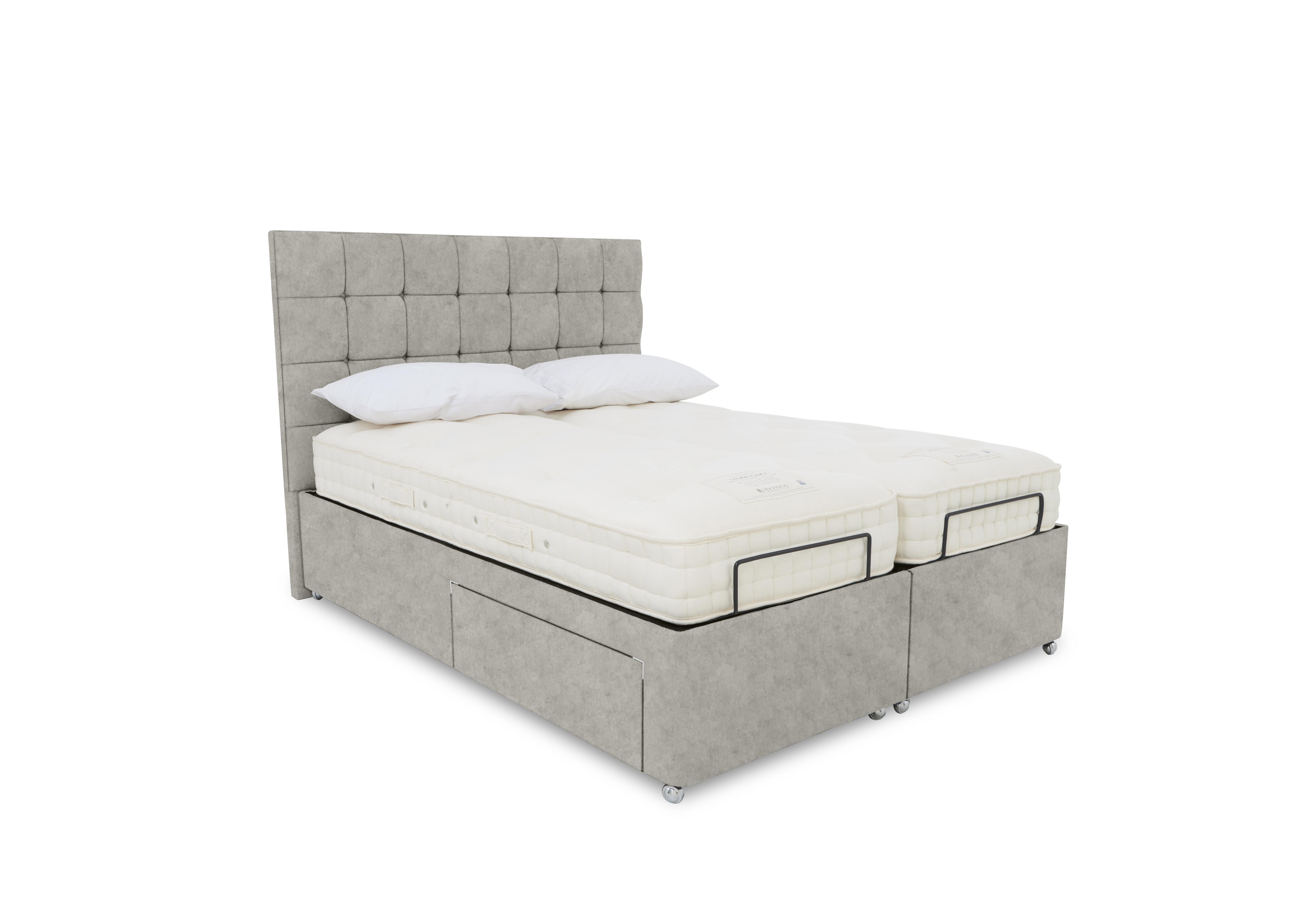 E-Motion Kaito Dual Adjustable Divan Base with Massage Function and Headboard in Daytona Stone on Furniture Village