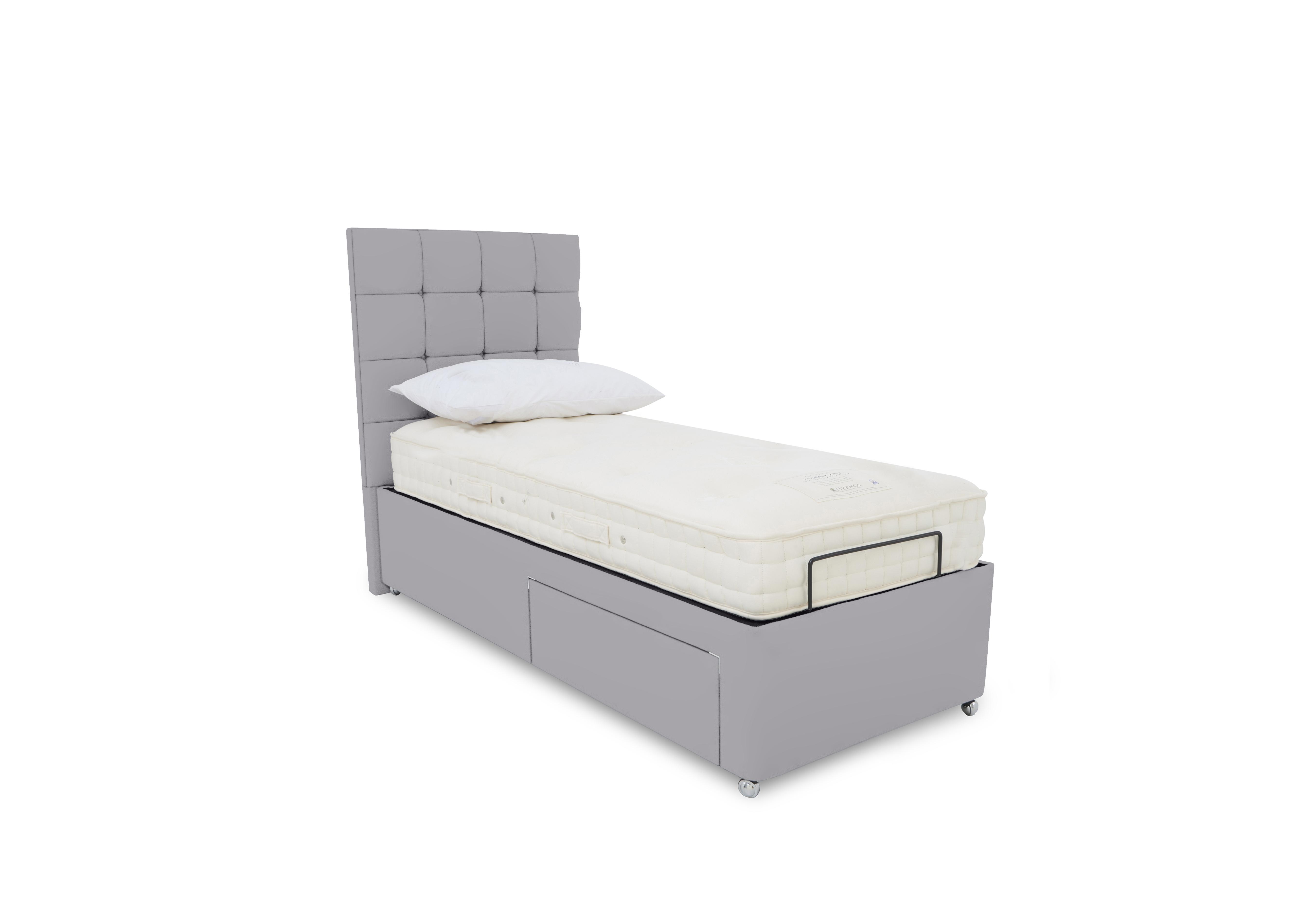 E-Motion Kaito Dual Adjustable Divan Base with Massage Function and Headboard in Seven Lilac on Furniture Village