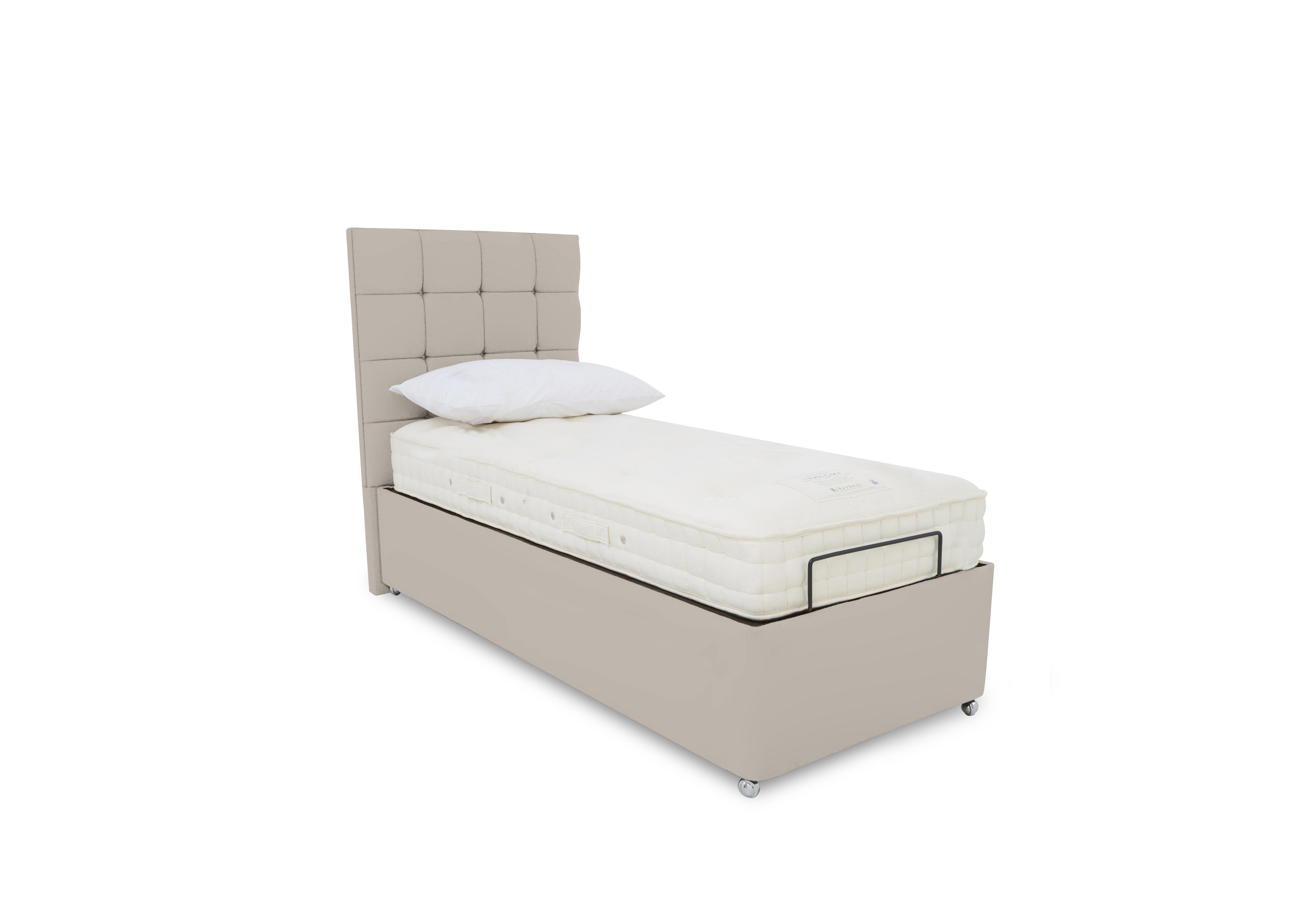 E-Motion Kaito Dual Adjustable Ottoman Divan Base with Massage Function and Headboard in Seven Ivory on Furniture Village