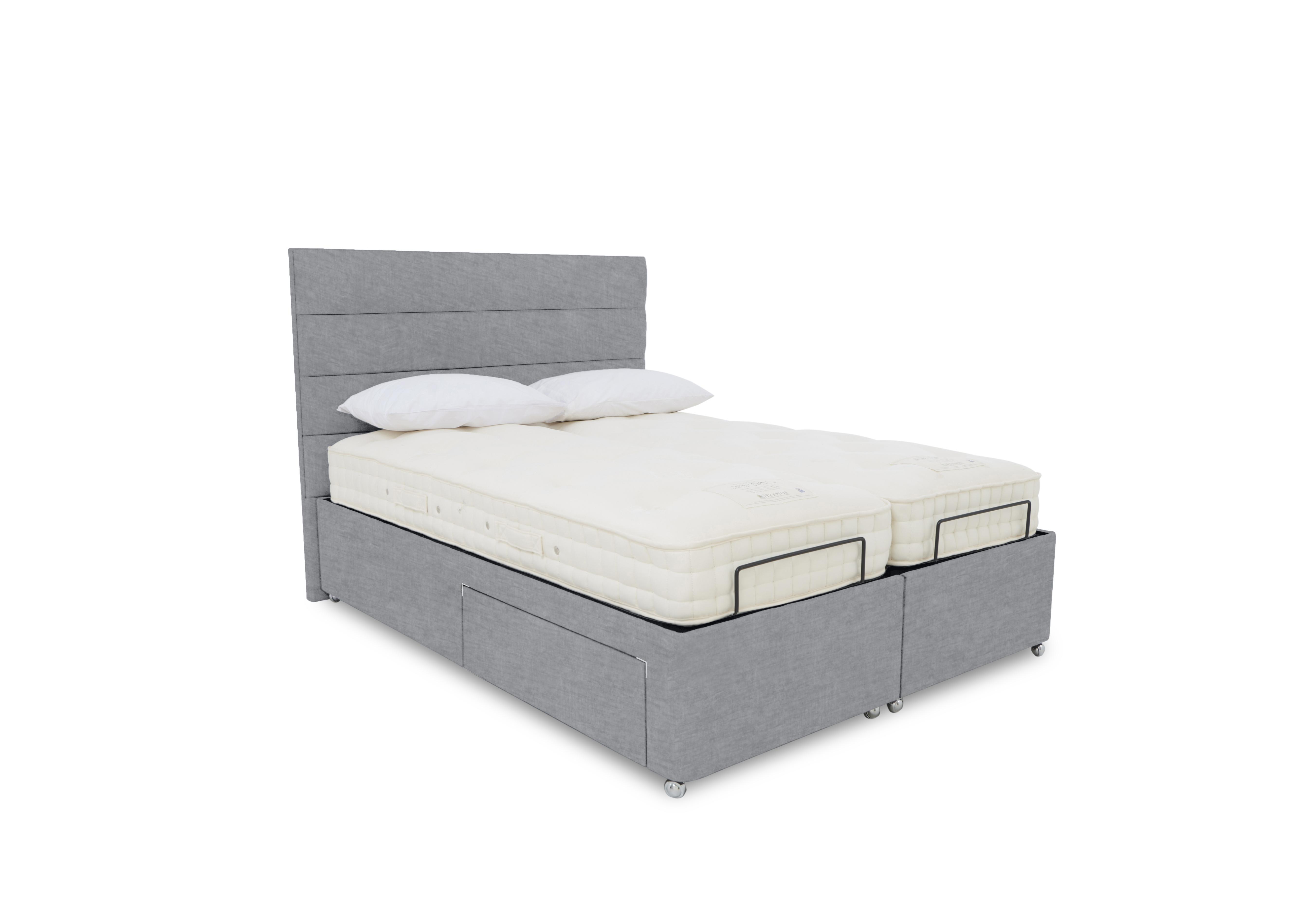 E-Motion Natsu Dual Adjustable Divan Base with Massage Function and Headboard in 806 Simply Zinc on Furniture Village