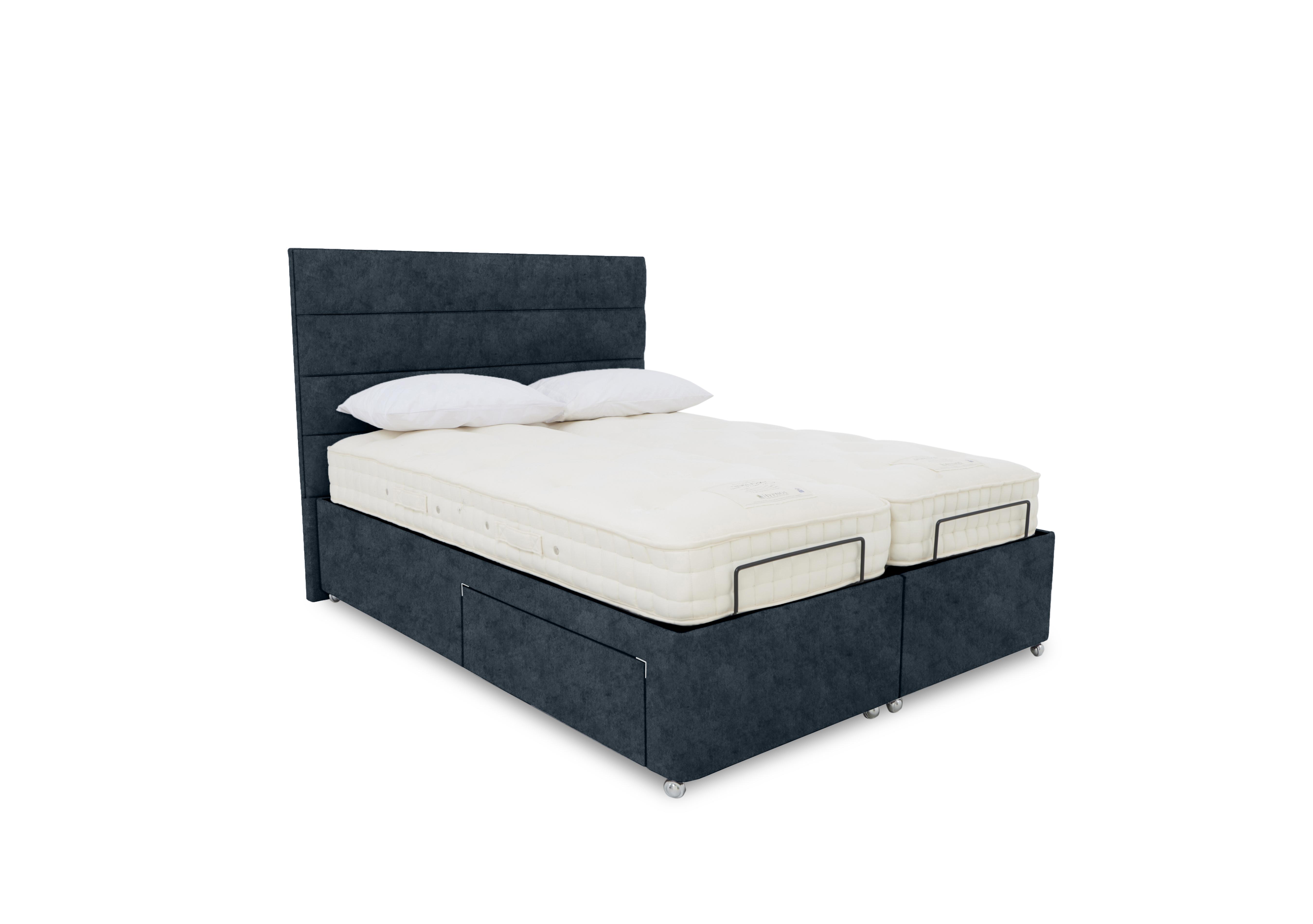 E-Motion Natsu Dual Adjustable Divan Base with Massage Function and Headboard in Daytona Ocean on Furniture Village