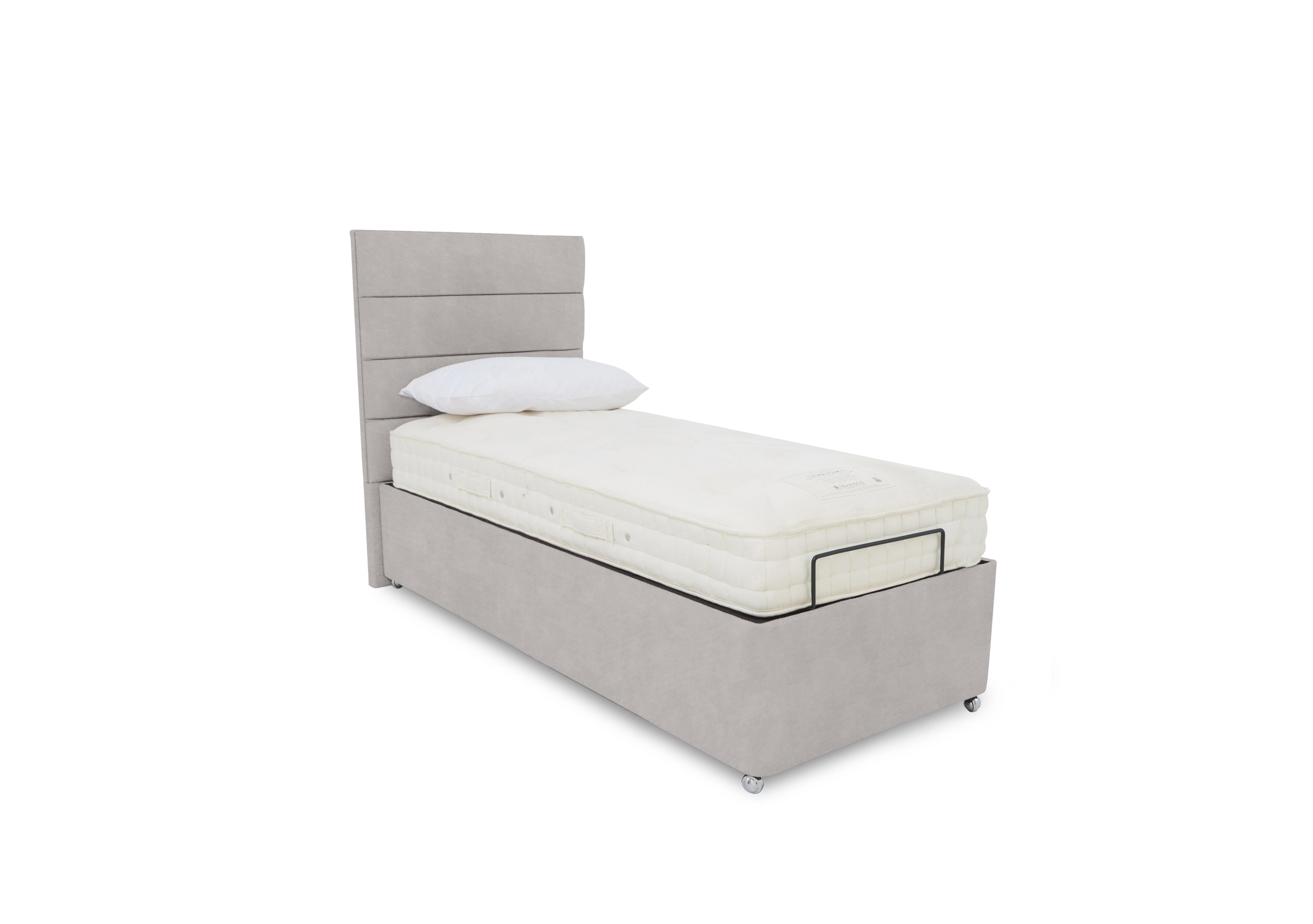 E-Motion Natsu Dual Adjustable Ottoman Divan Base with Massage Function and Headboard in Aston Linen on Furniture Village