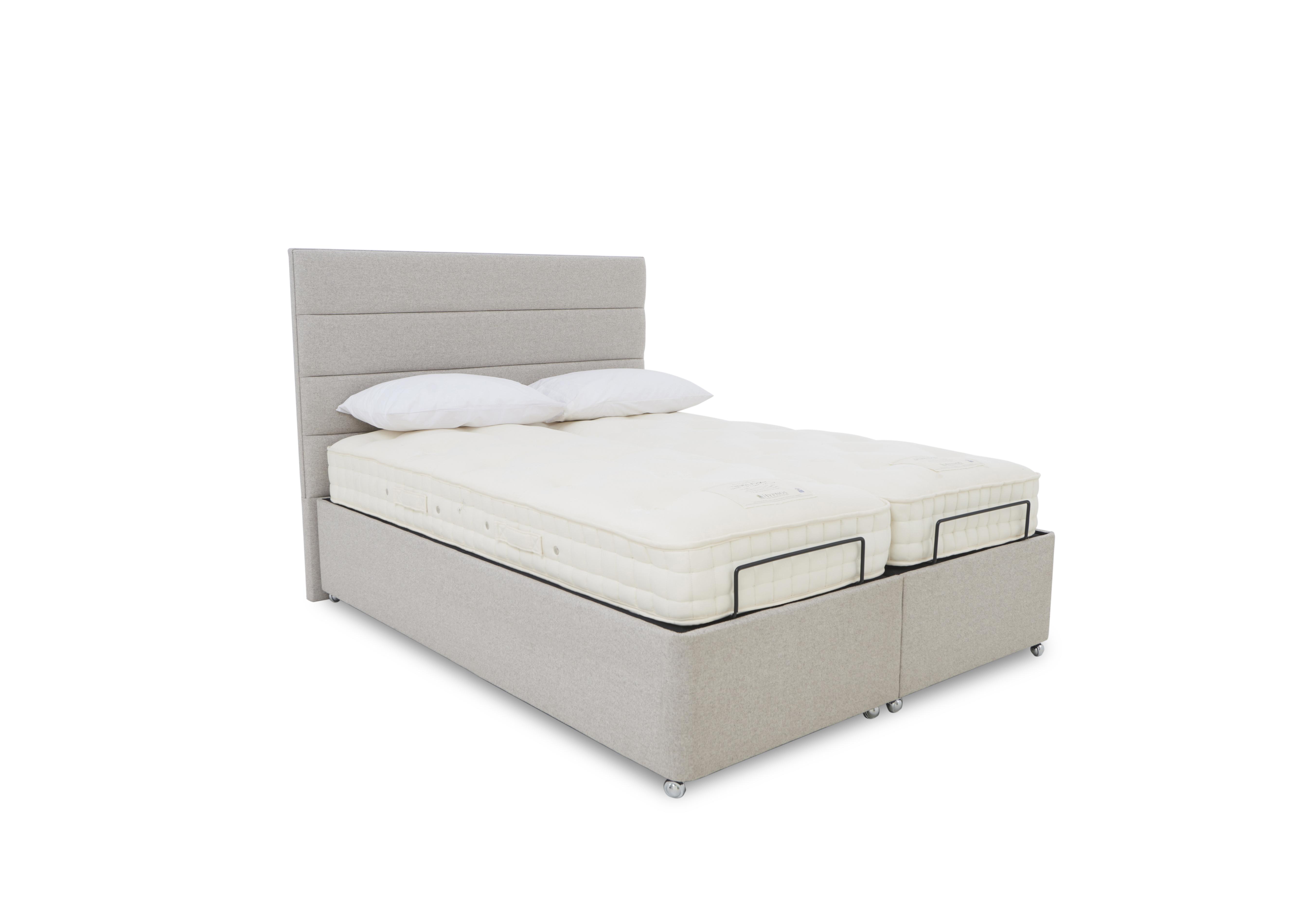 E-Motion Natsu Dual Adjustable Ottoman Divan Base with Massage Function and Headboard in Shetland Pebble on Furniture Village
