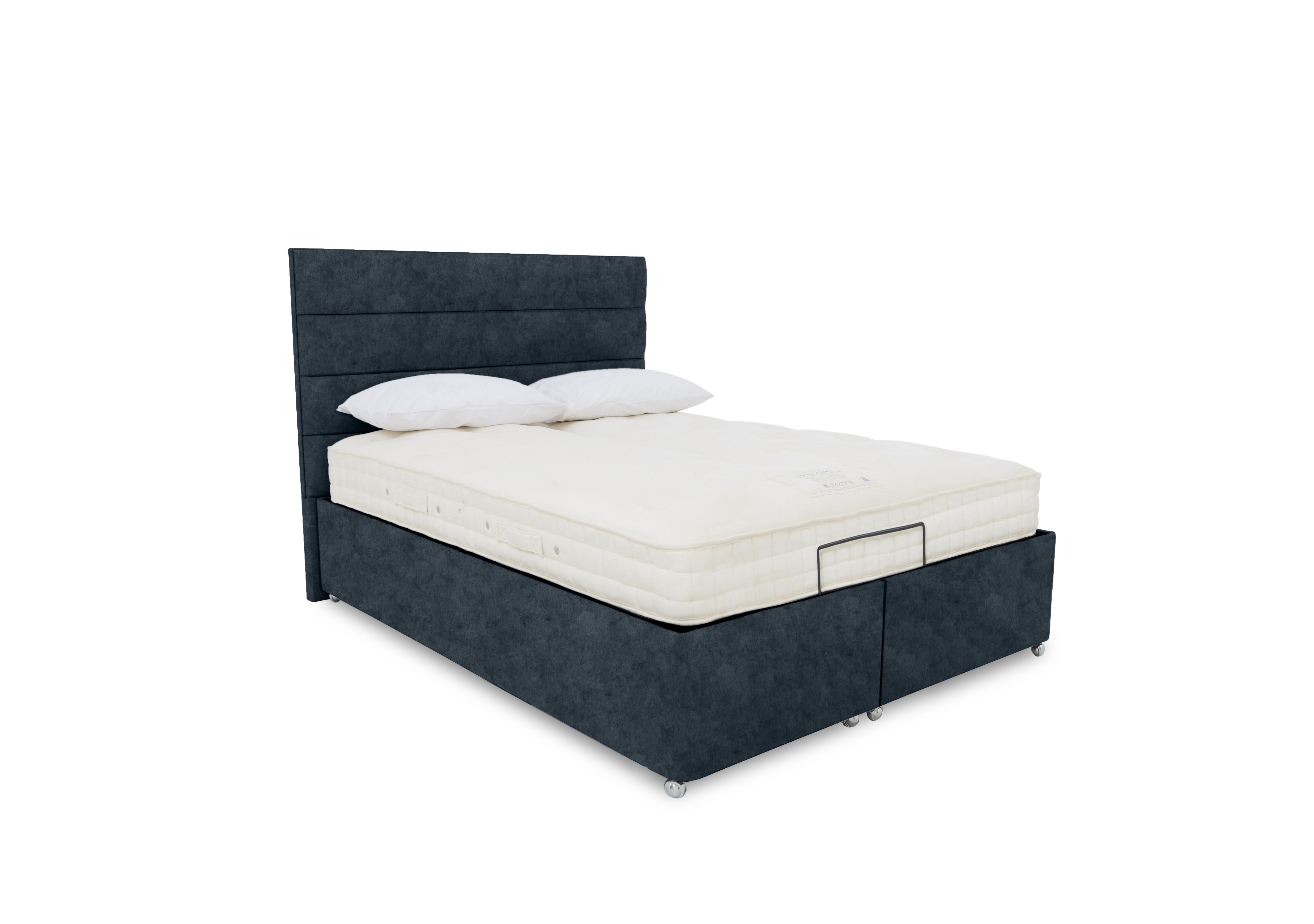 E-Motion Natsu Adjustable Ottoman Divan Base with Headboard in Daytona Ocean on Furniture Village