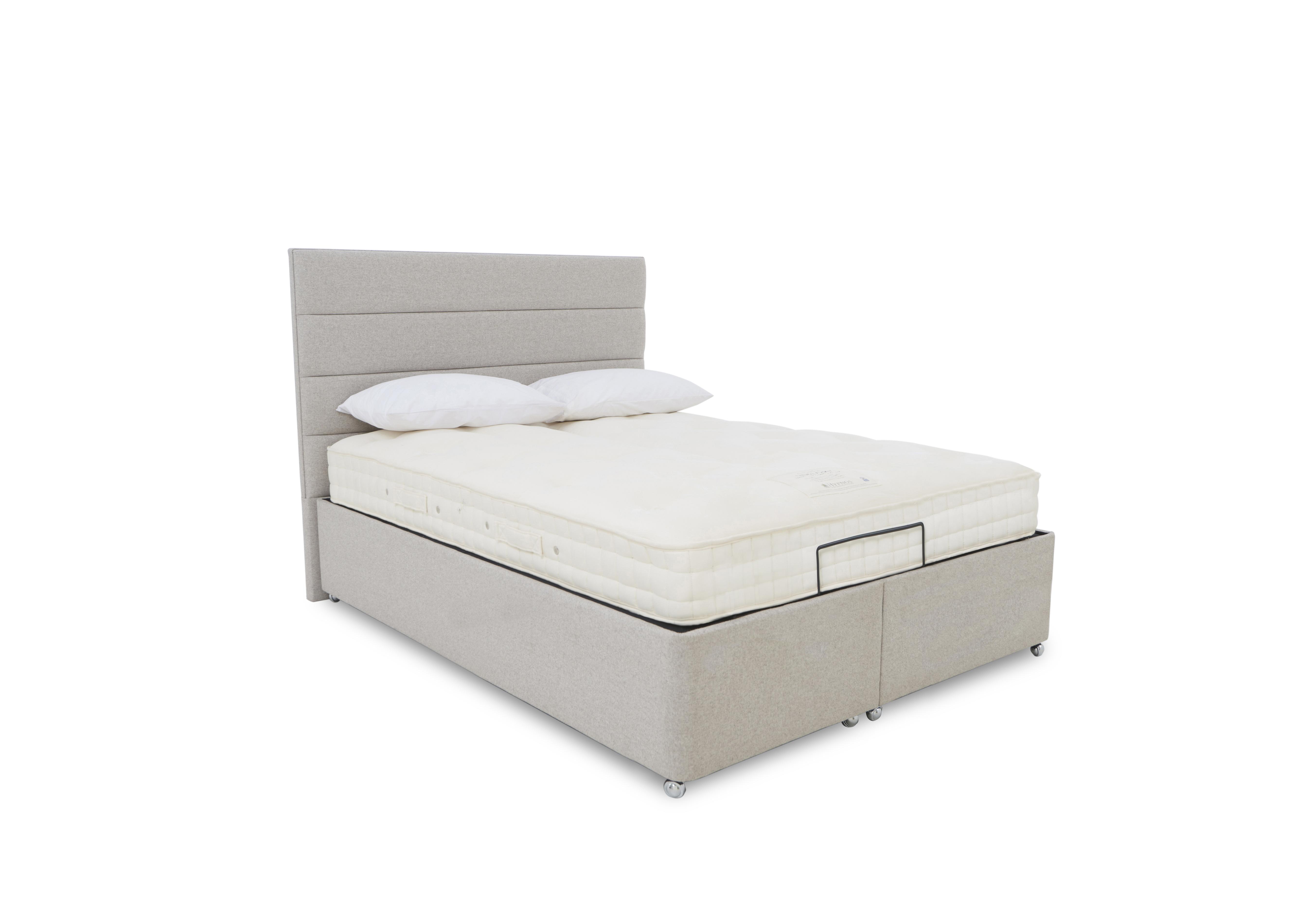 E-Motion Natsu Adjustable Ottoman Divan Base with Headboard in Shetland Pebble on Furniture Village