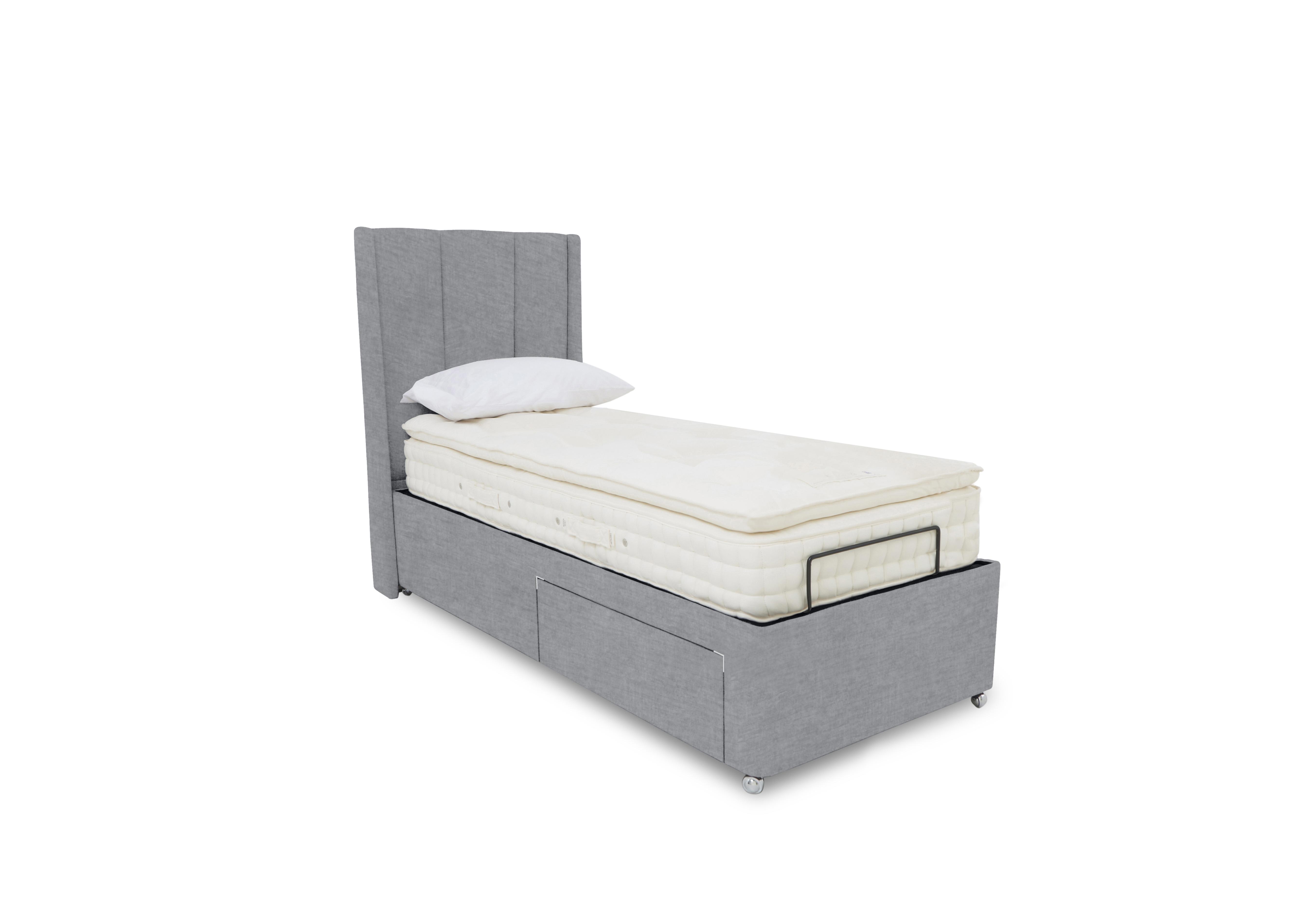 E-Motion Ryo Adjustable Divan Base with Headboard in 806 Simply Zinc on Furniture Village
