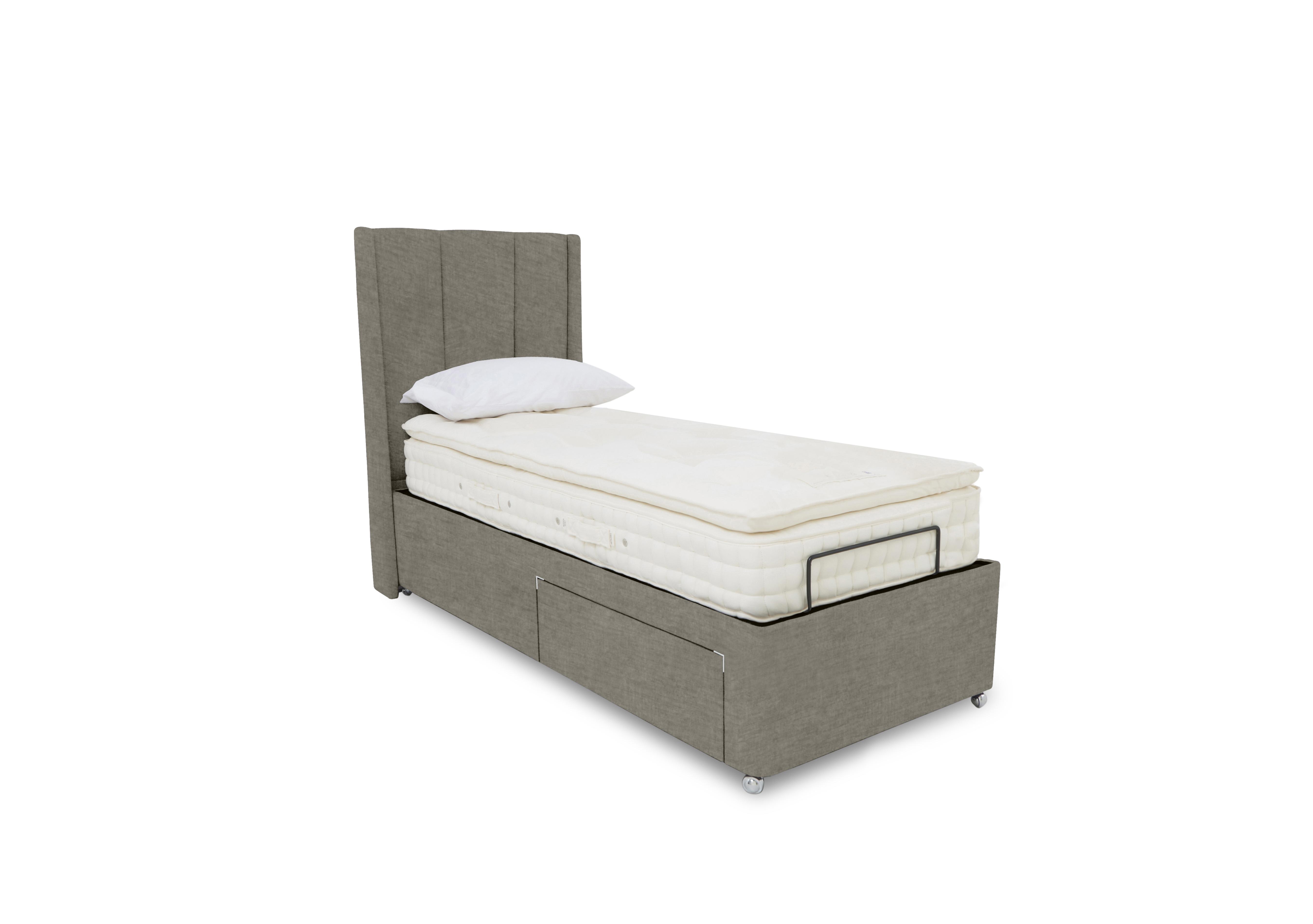 E-Motion Ryo Adjustable Divan Base with Headboard in 904 Warm Onyx on Furniture Village