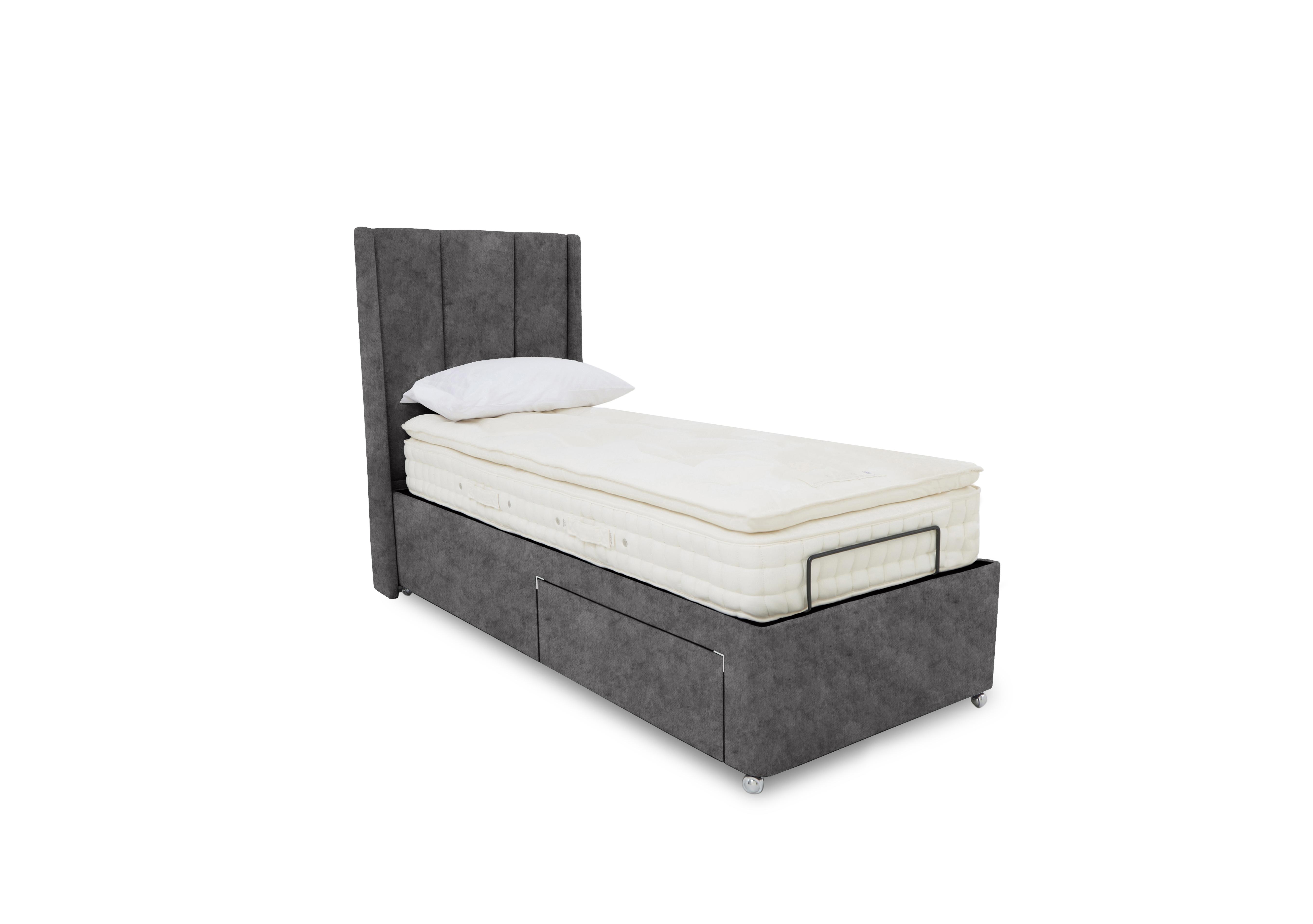 E-Motion Ryo Adjustable Divan Base with Headboard in Daytona  Grey on Furniture Village
