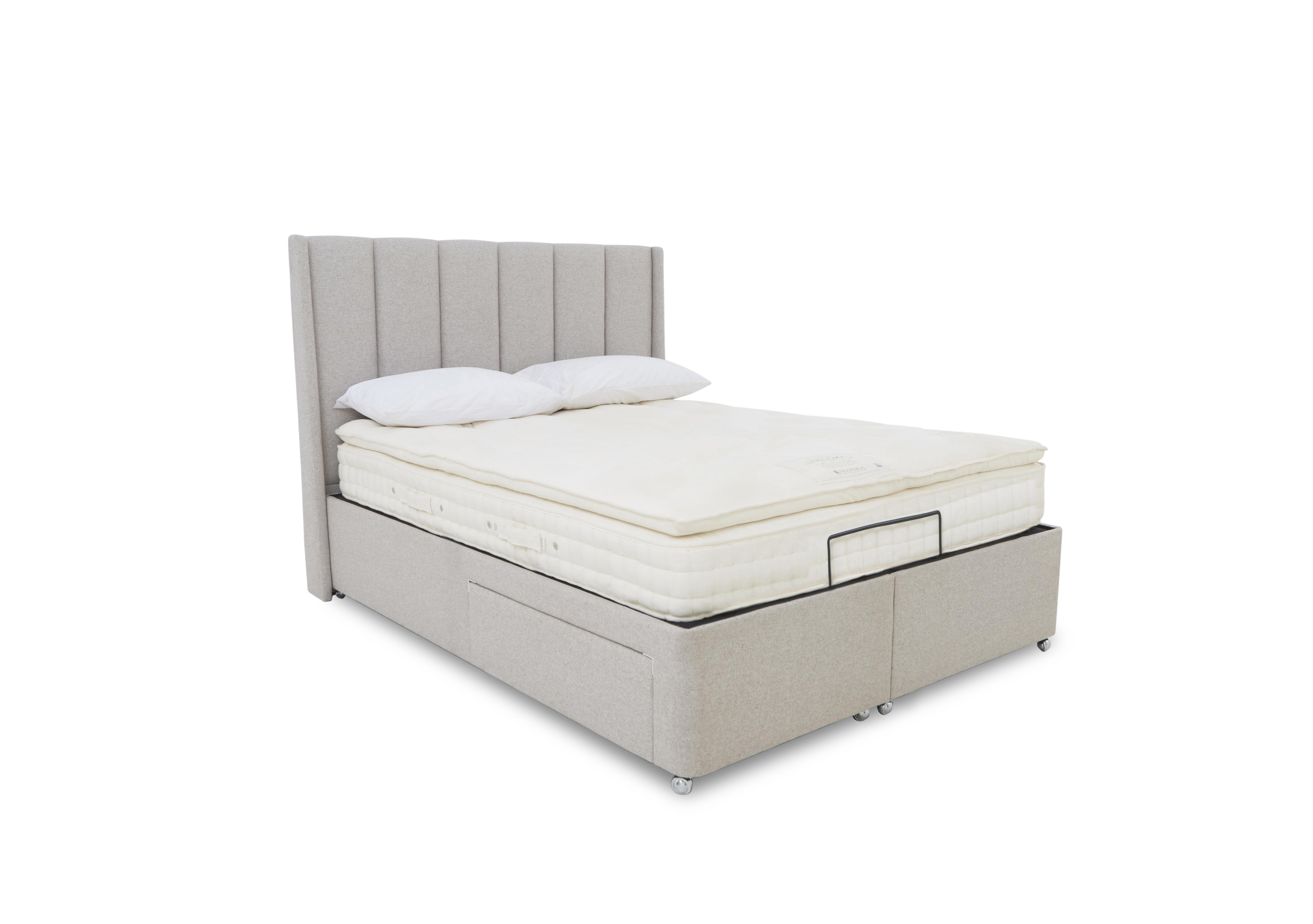 E-Motion Ryo Adjustable Divan Base with Headboard in Shetland Pebble on Furniture Village