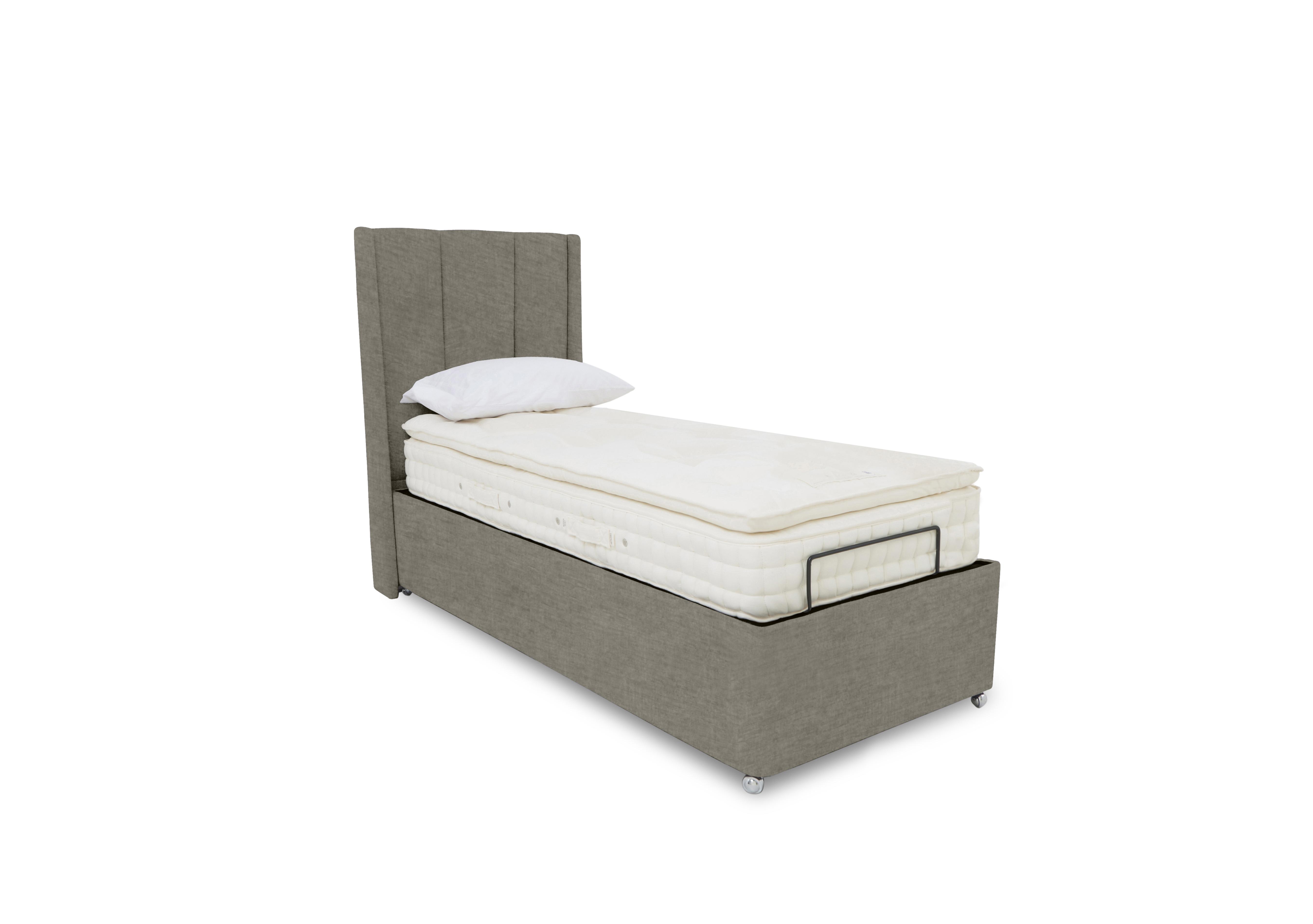 E-Motion Ryo Dual Adjustable Ottoman Divan Base with Massage Function and Headboard in 904 Warm Onyx on Furniture Village