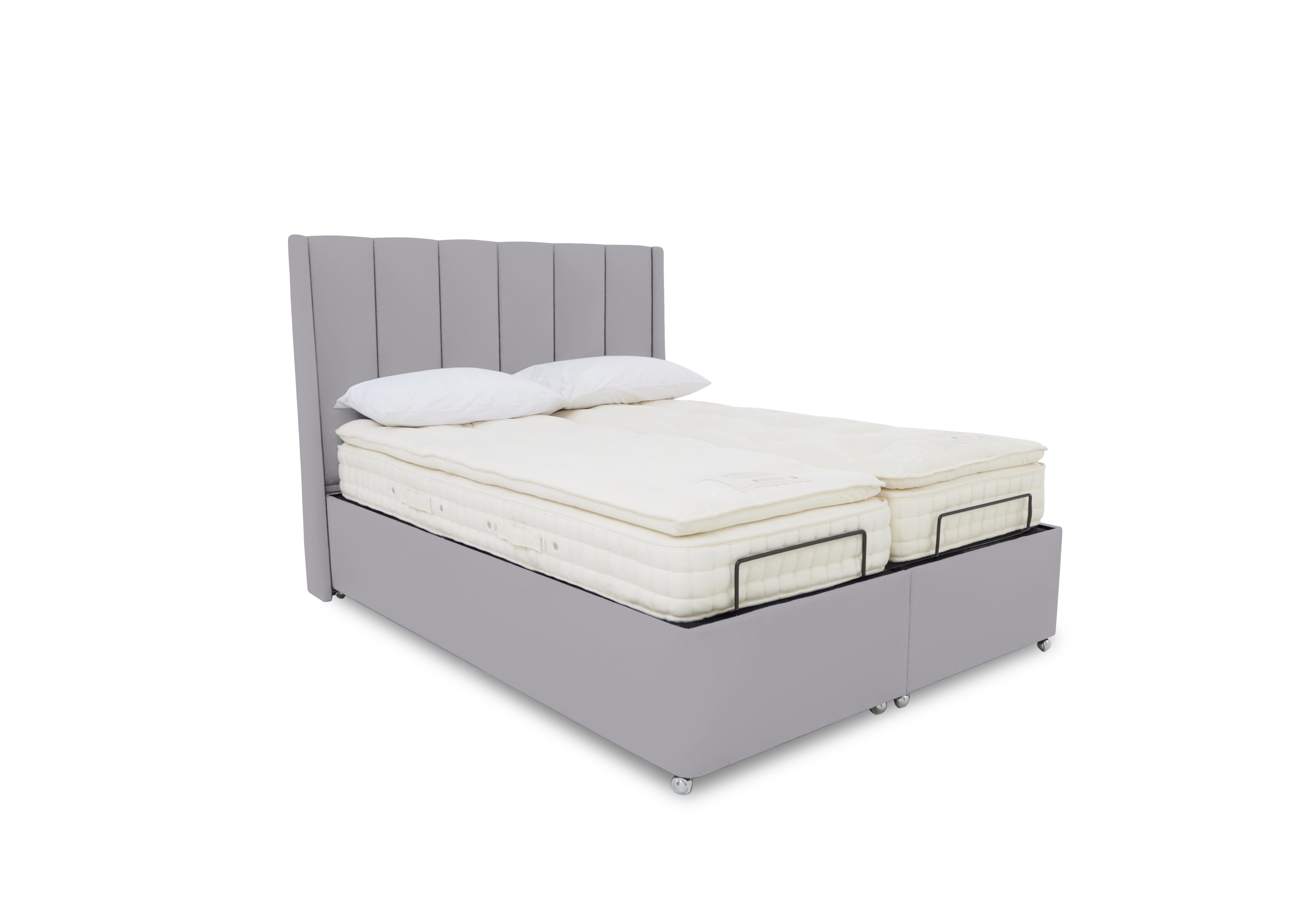 E-Motion Ryo Dual Adjustable Ottoman Divan Base with Massage Function and Headboard in Seven Lilac on Furniture Village