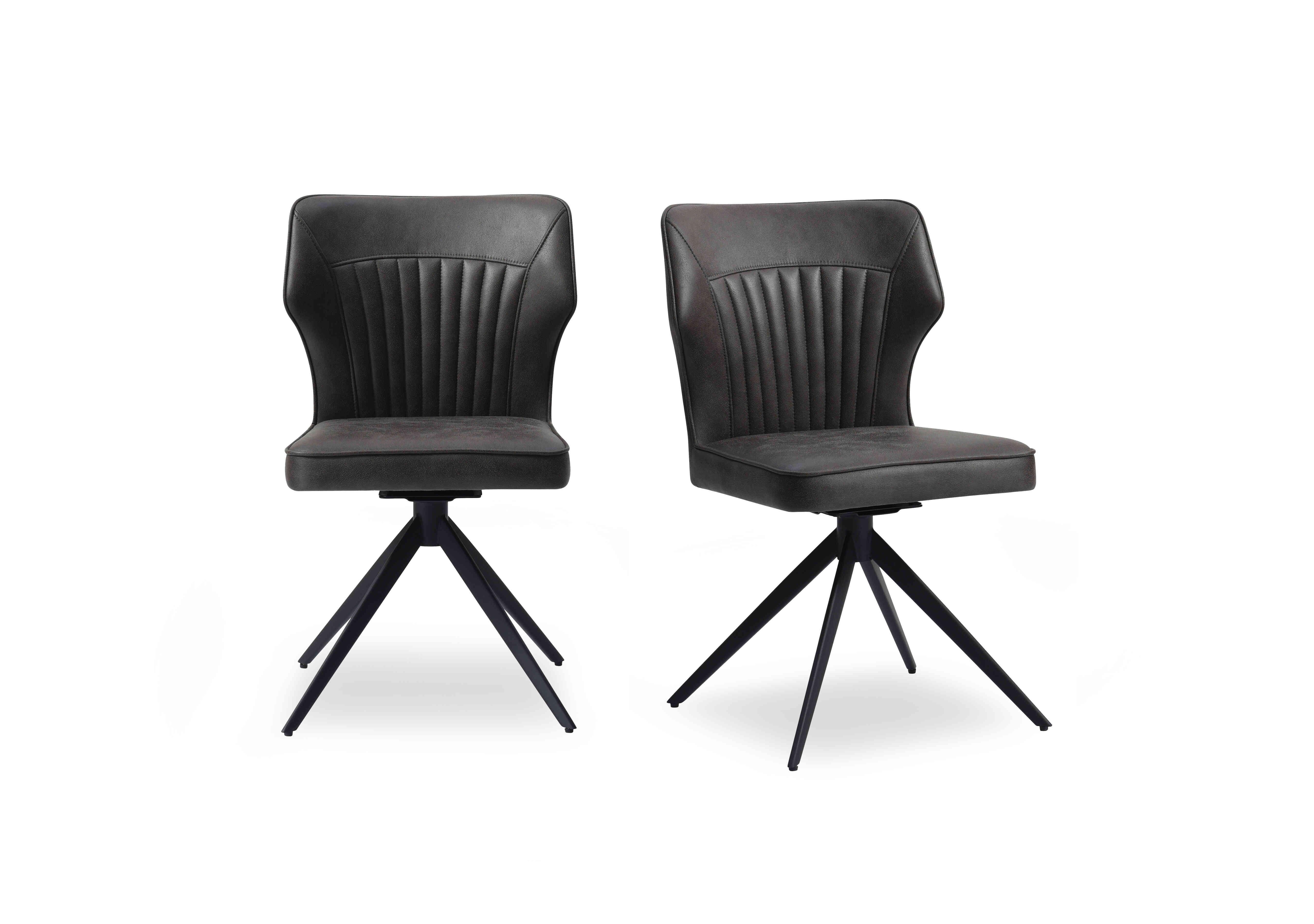 Aydin Pair of Swivel Dining Chairs in Dark Grey on Furniture Village