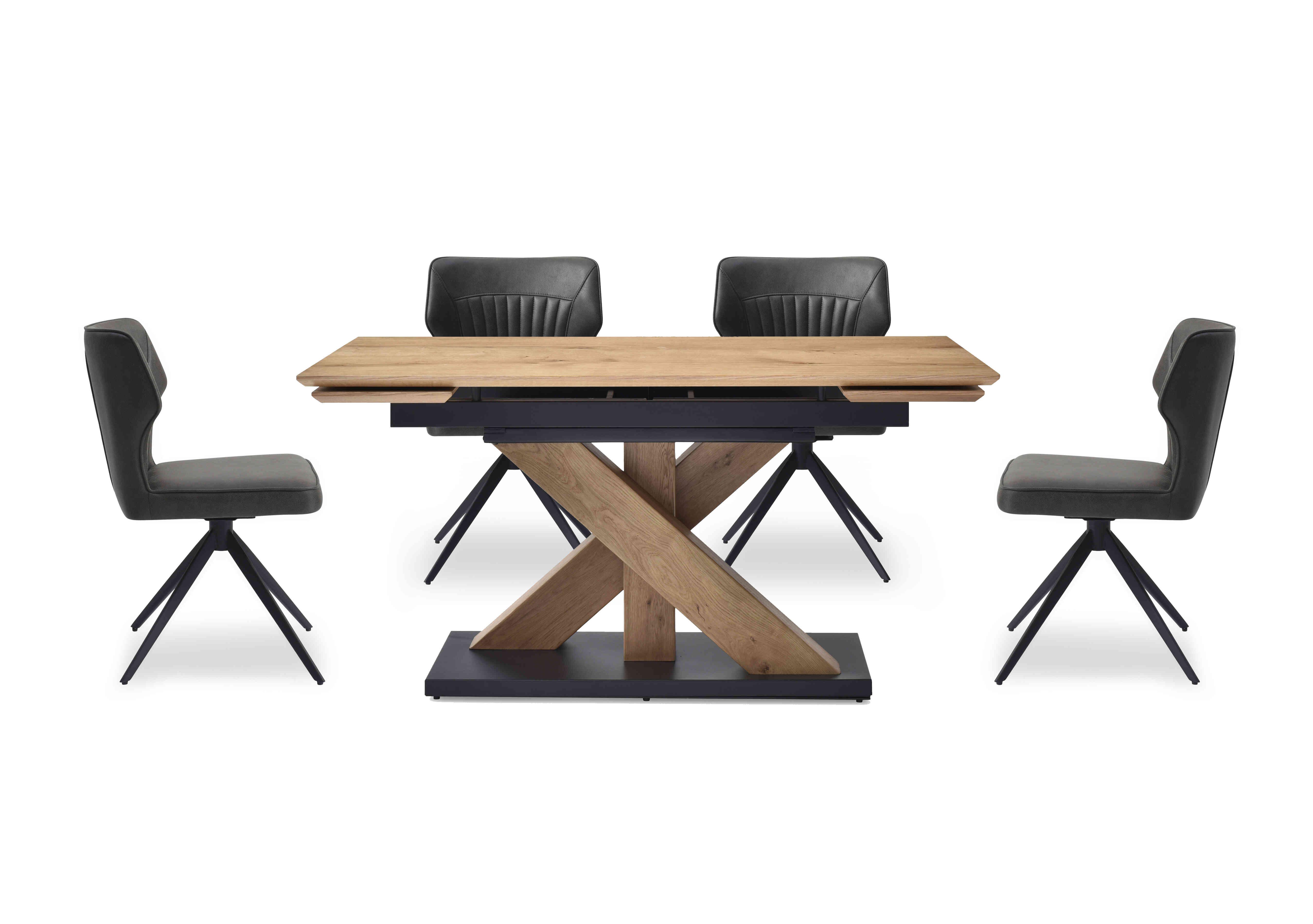 Aydin Small Extending Dining Table with 4 Swivel Dining Chairs in Dark Grey on Furniture Village