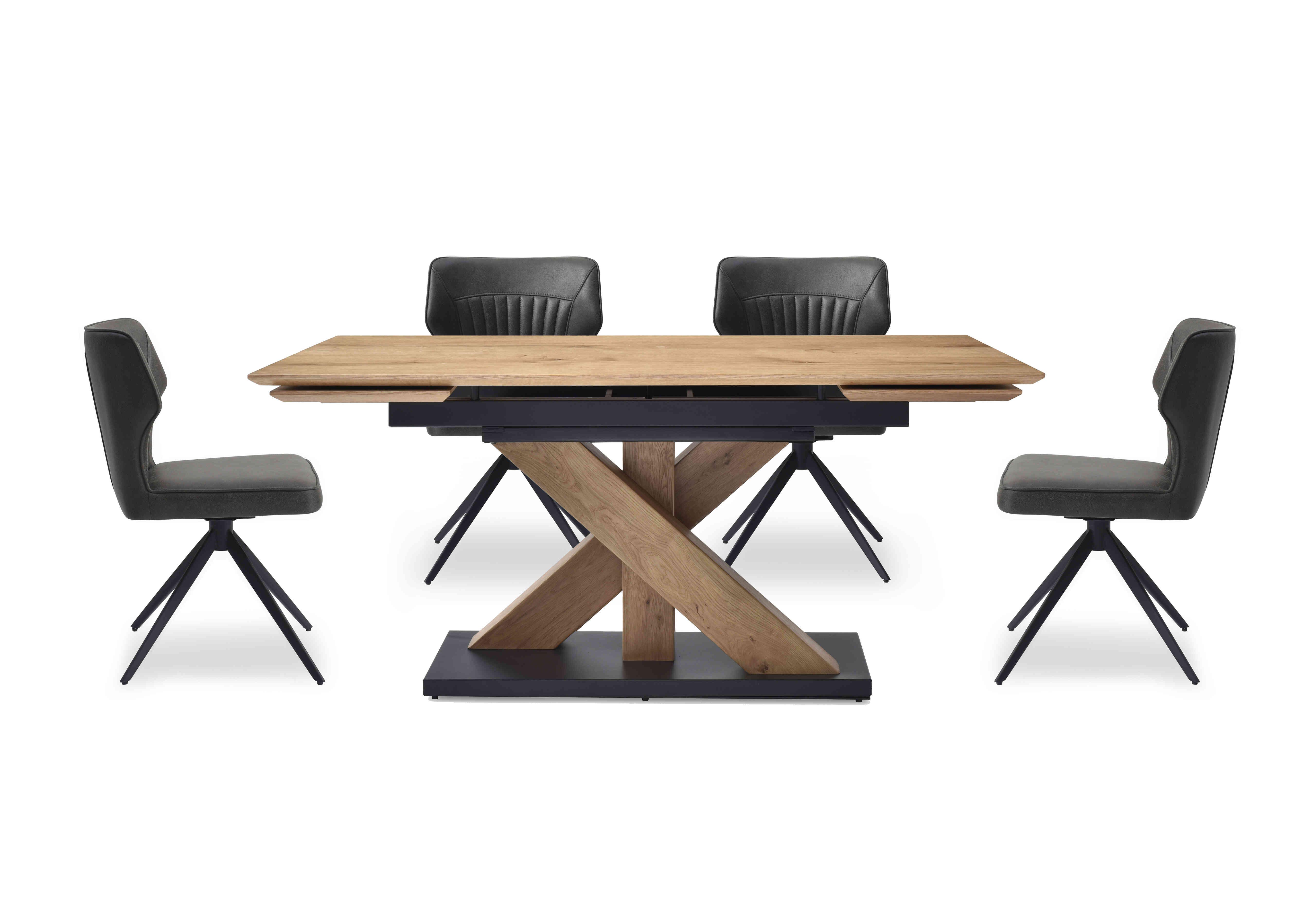 Aydin Large Extending Dining Table with 4 Swivel Dining Chairs in Dark Grey on Furniture Village