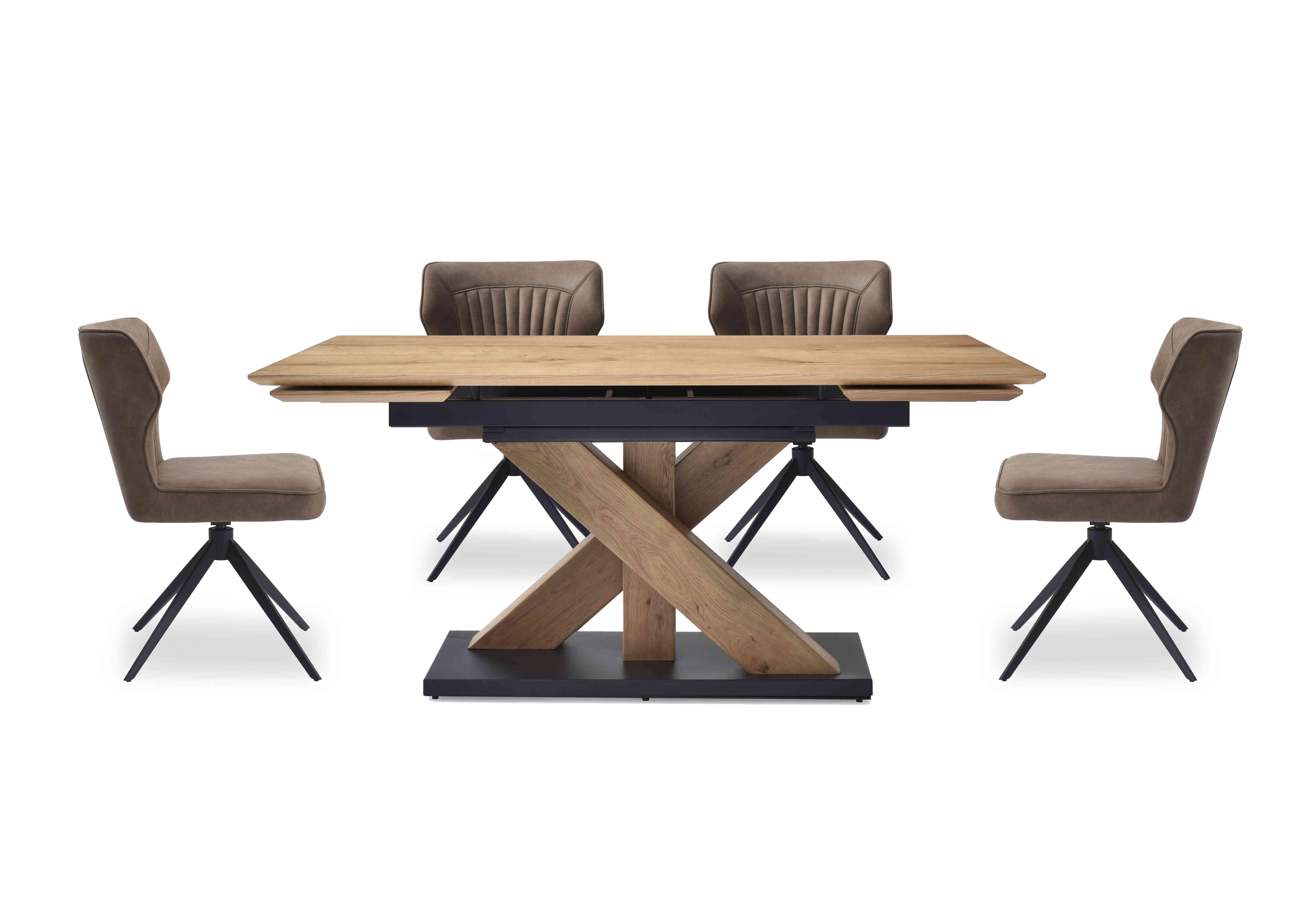 Aydin Large Extending Dining Table with 4 Swivel Dining Chairs in Light Brown on Furniture Village