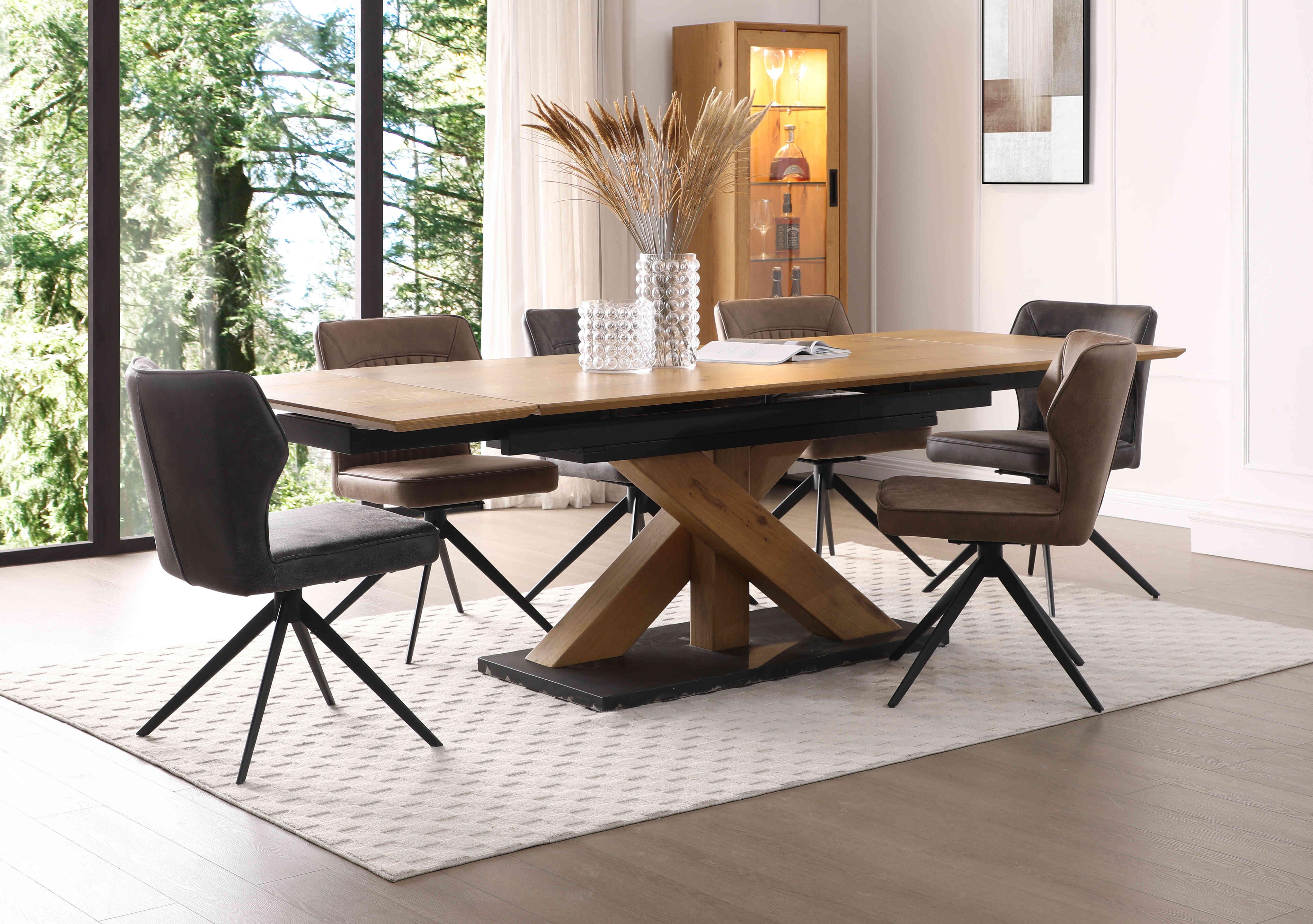 Aydin Large Extending Dining Table with 6 Swivel Dining Chairs in  on Furniture Village