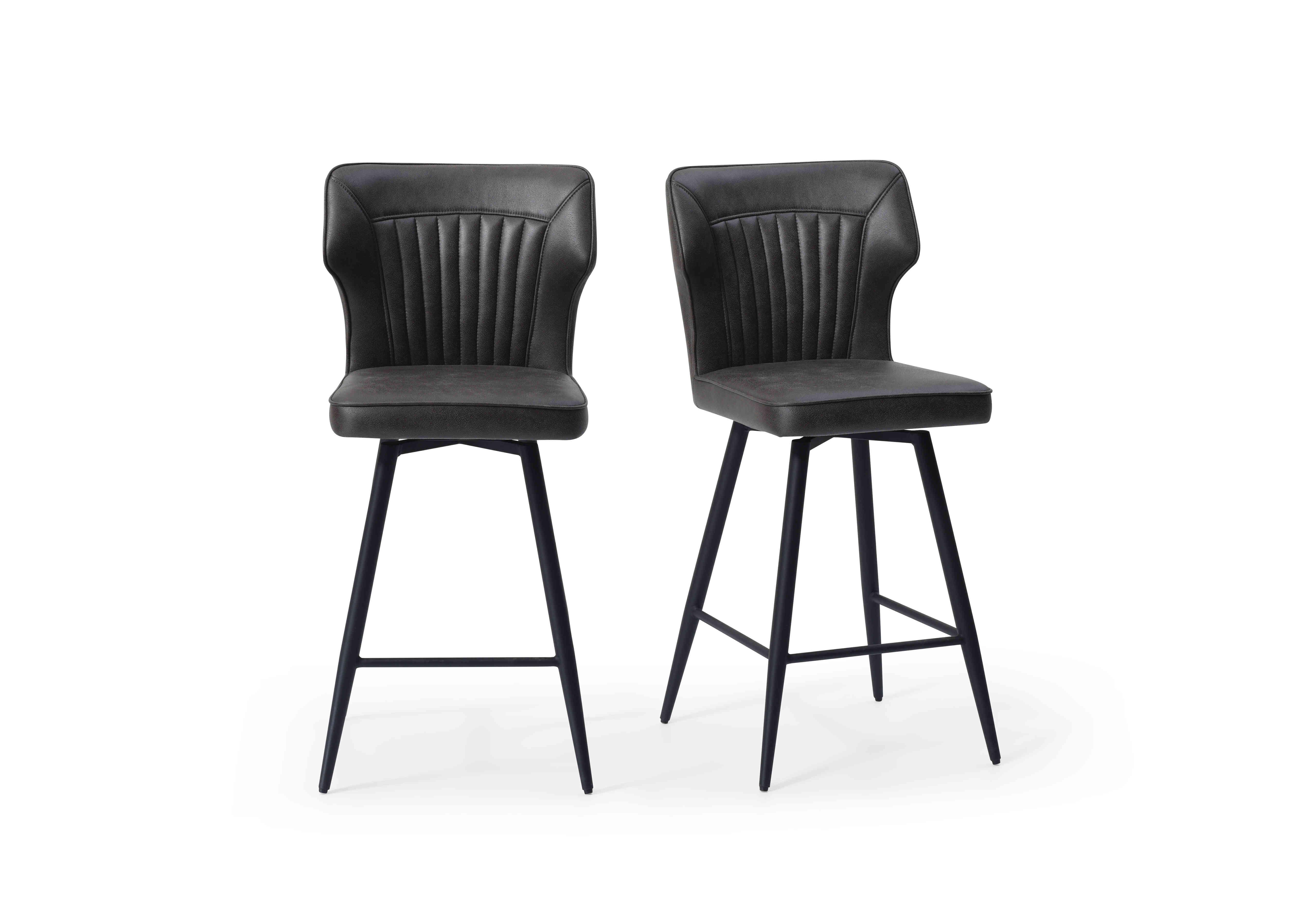 Aydin Pair of Swivel Bar Stools in Dark Grey on Furniture Village