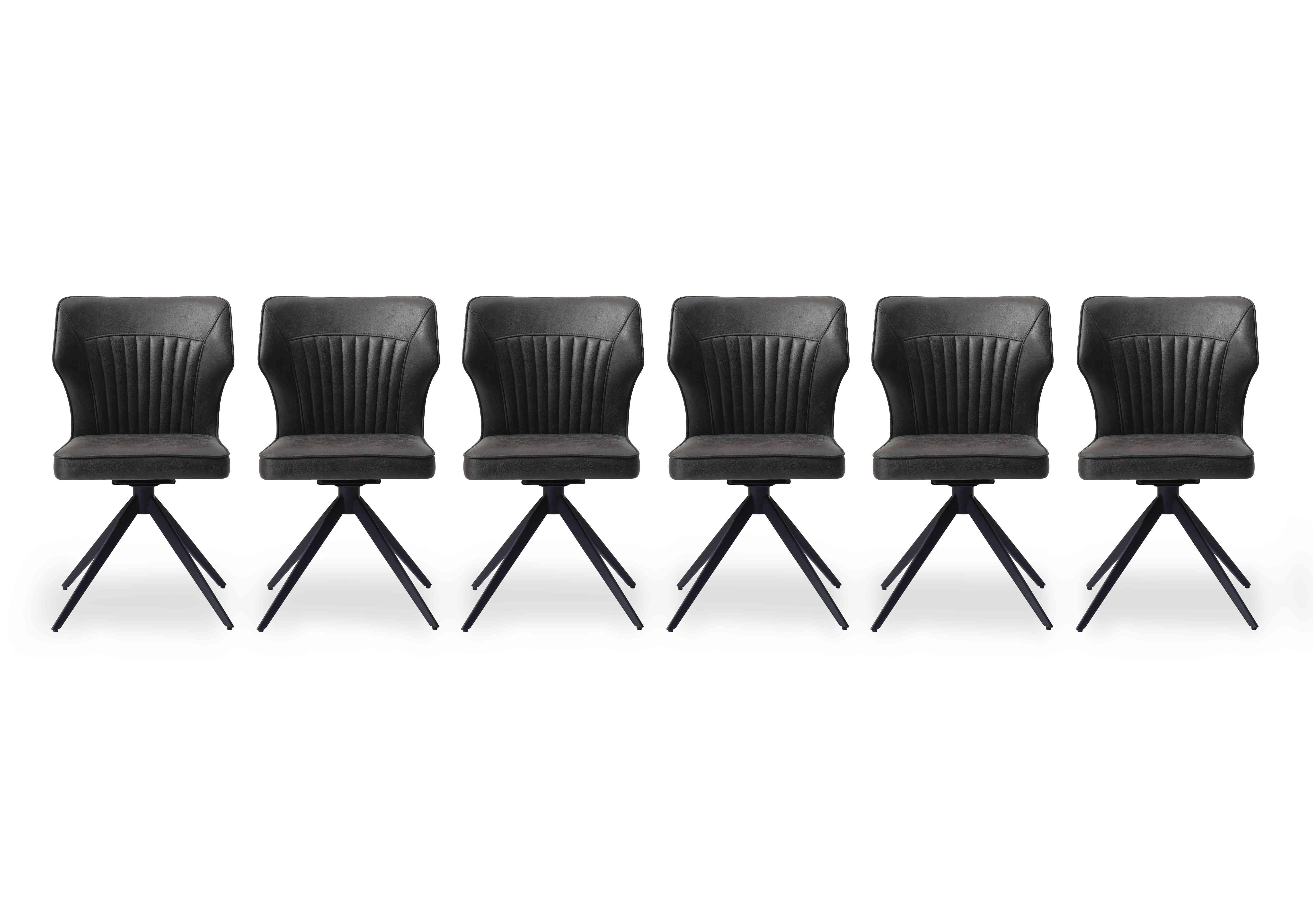 Aydin Set of 6 Swivel Dining Chairs in Dark Grey on Furniture Village