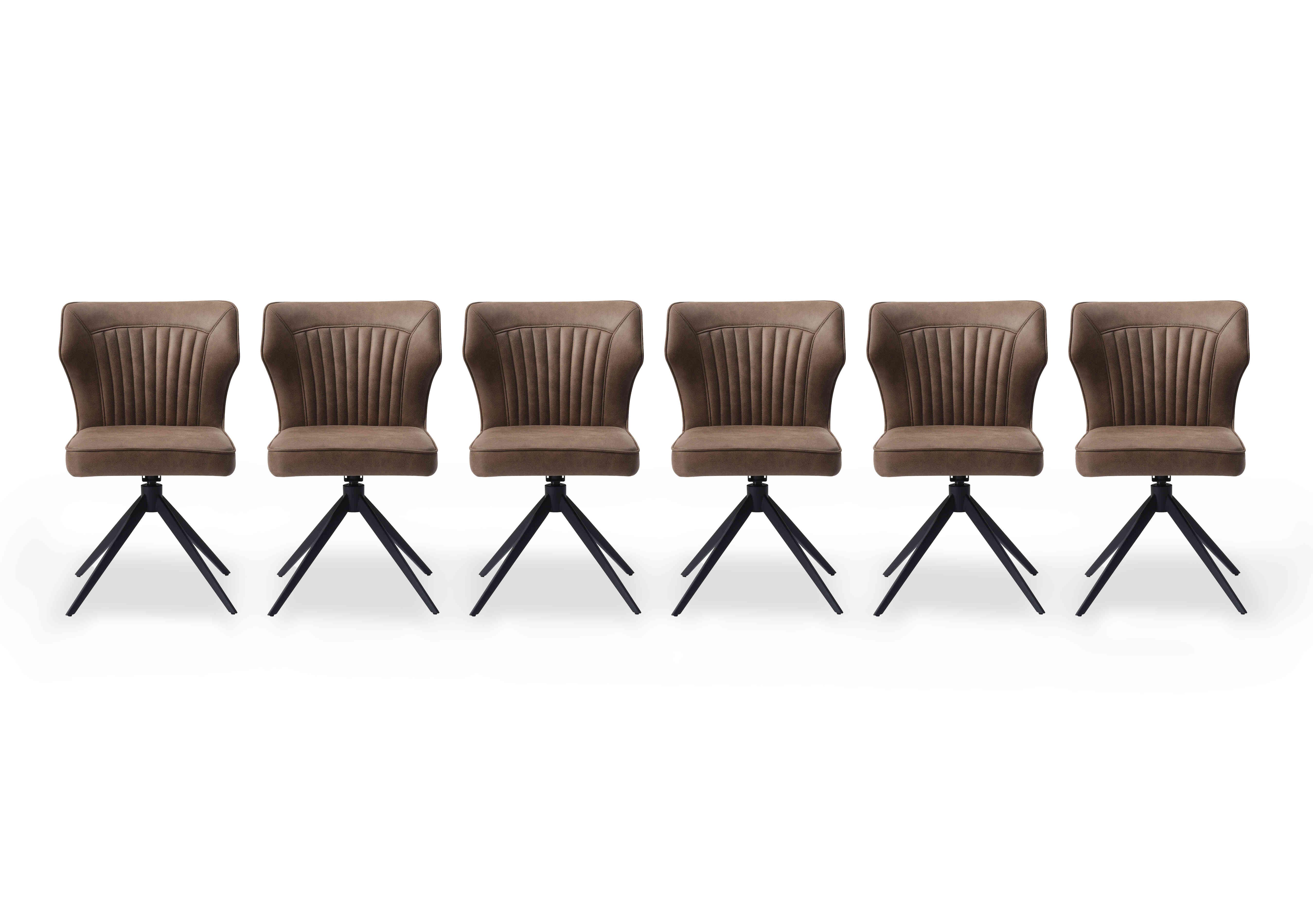 Aydin Set of 6 Swivel Dining Chairs in Light Brown on Furniture Village