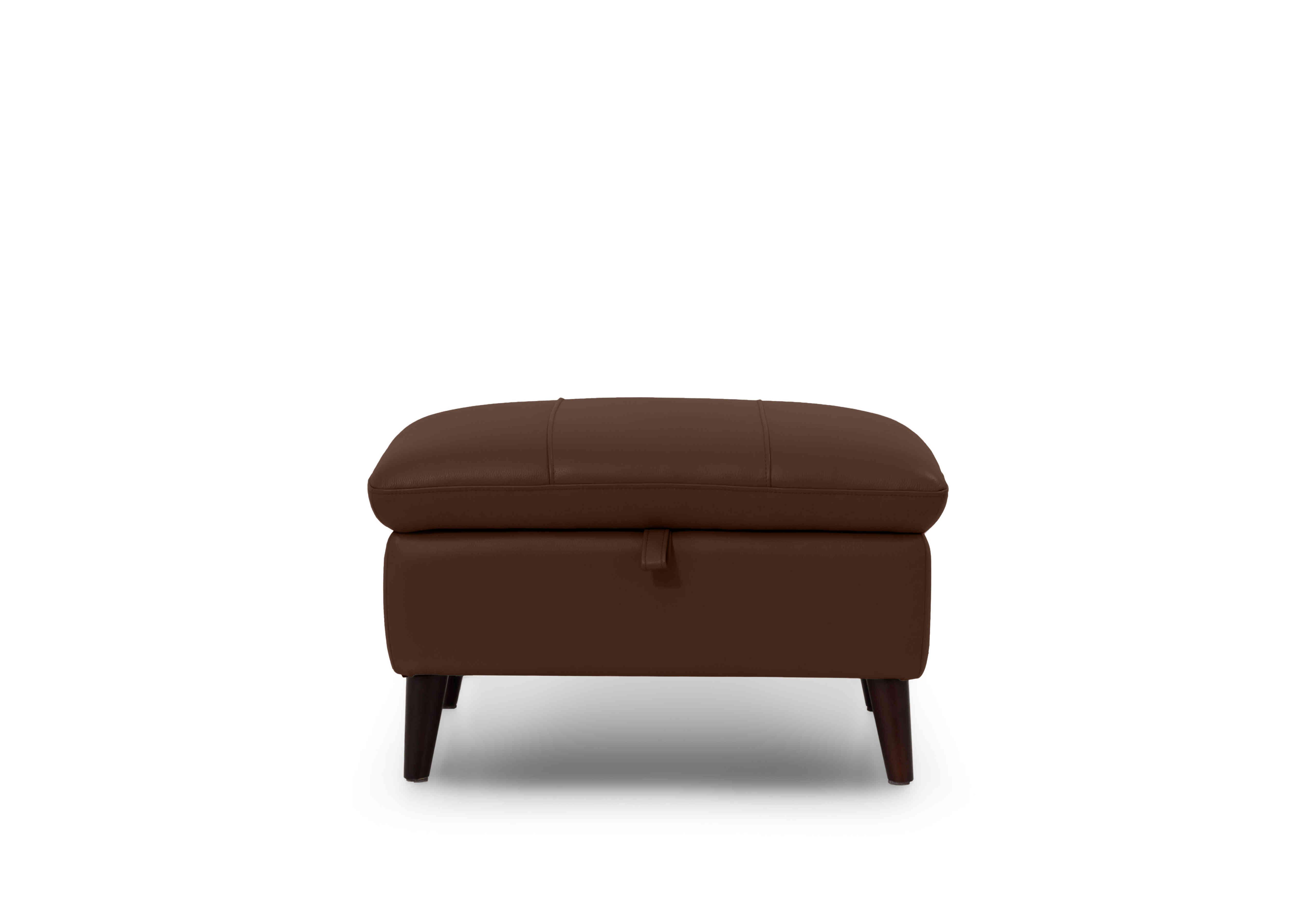 Winner Leather Storage Footstool in Montana Cat-60/08 Chocolate on Furniture Village