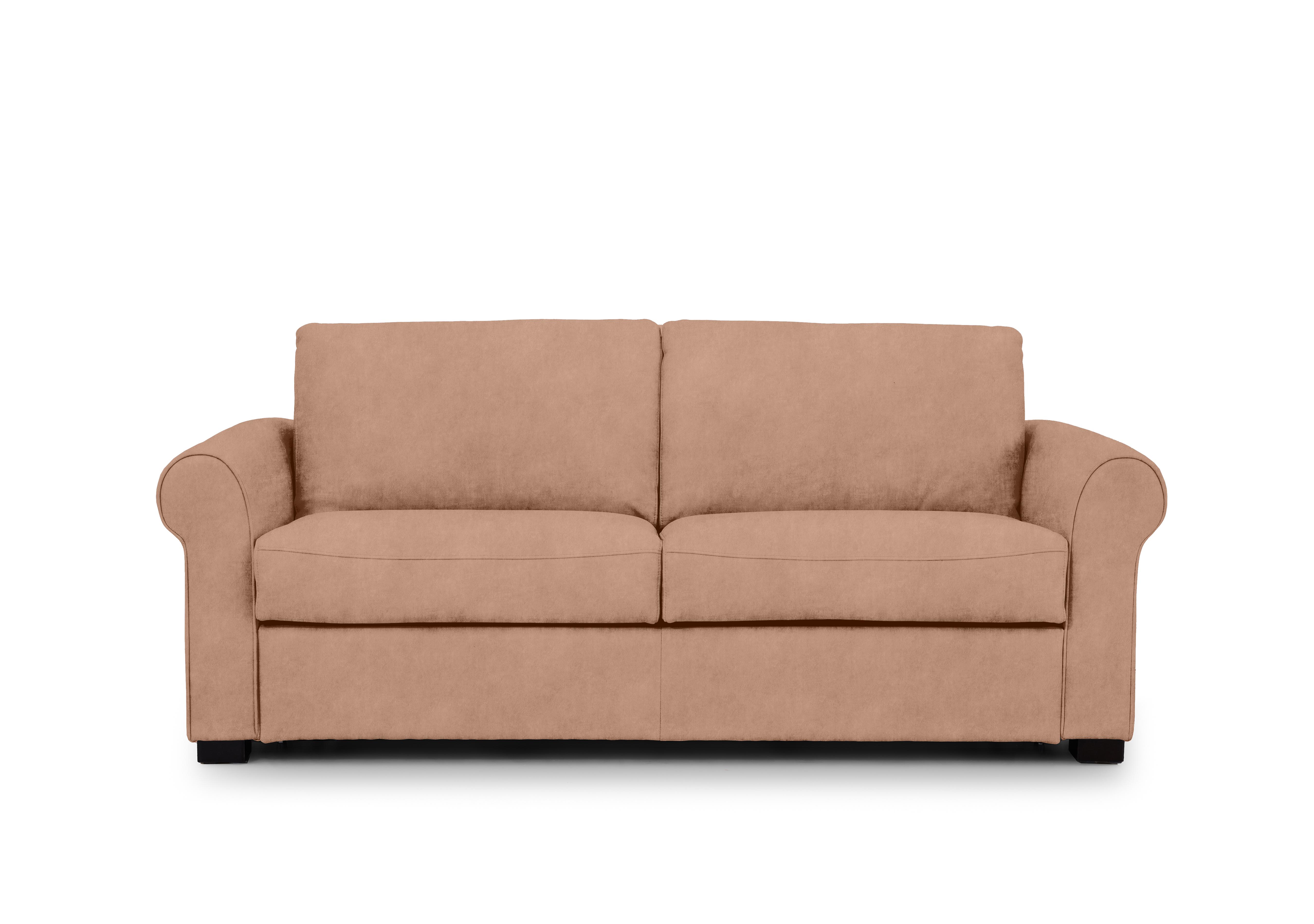 Jaxx Fabric Sofa Bed with Scroll Arms in Dexter 43507 Sand on Furniture Village