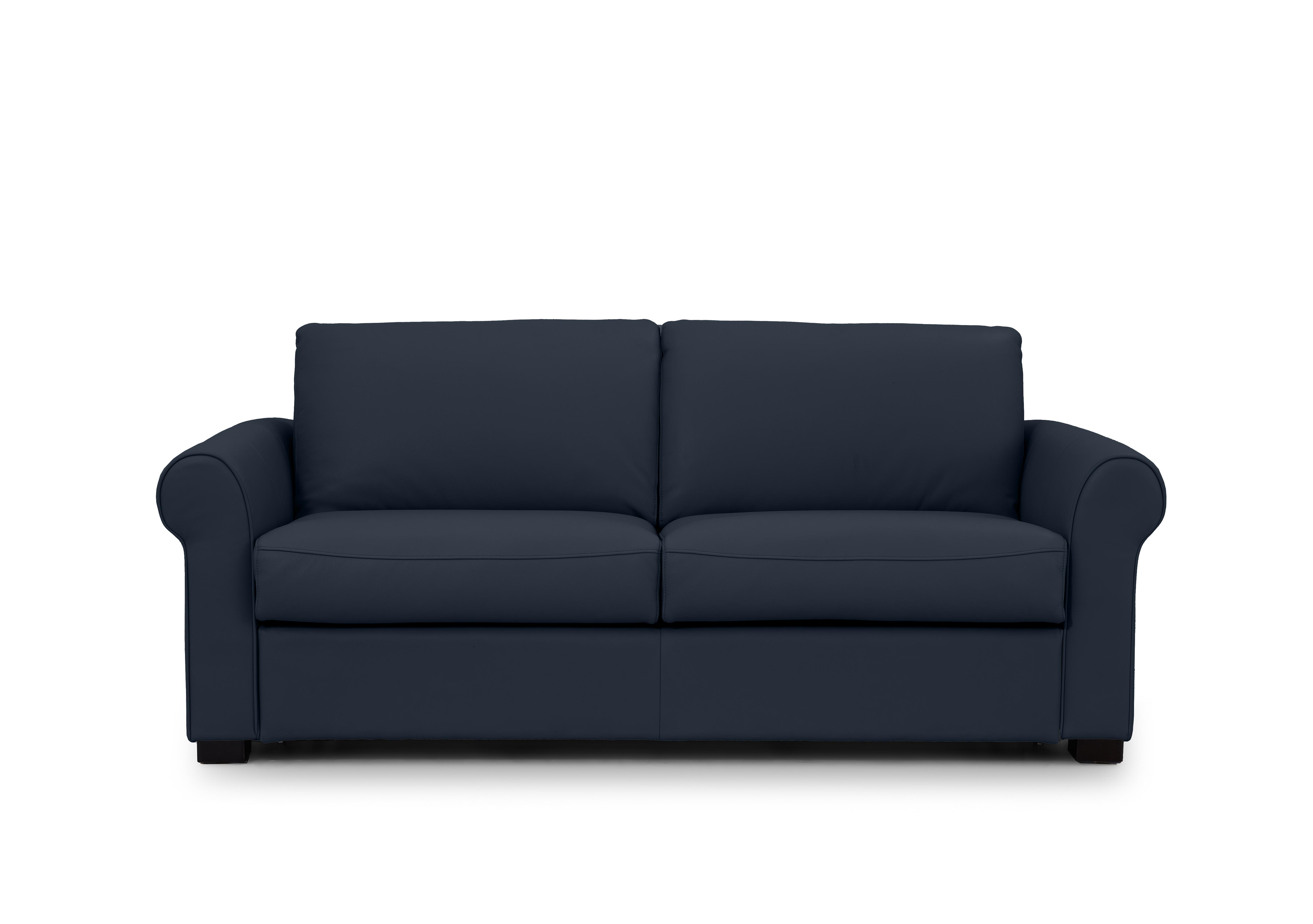 Jaxx Leather Sofa Bed with Scroll Arms in Cat-40/09 Peacock on Furniture Village