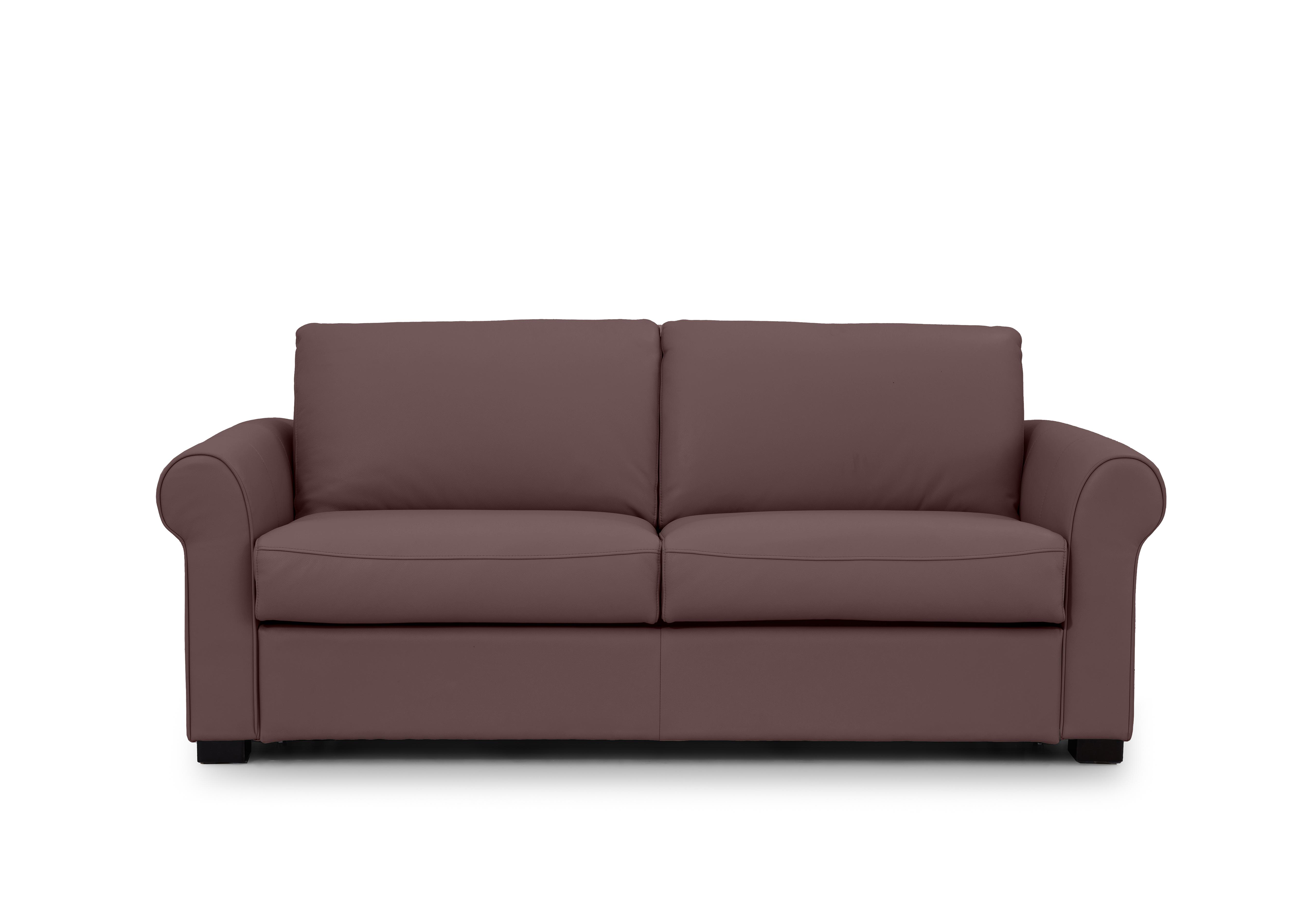 Jaxx Leather Sofa Bed with Scroll Arms in Cat-40/30 Mulberry on Furniture Village