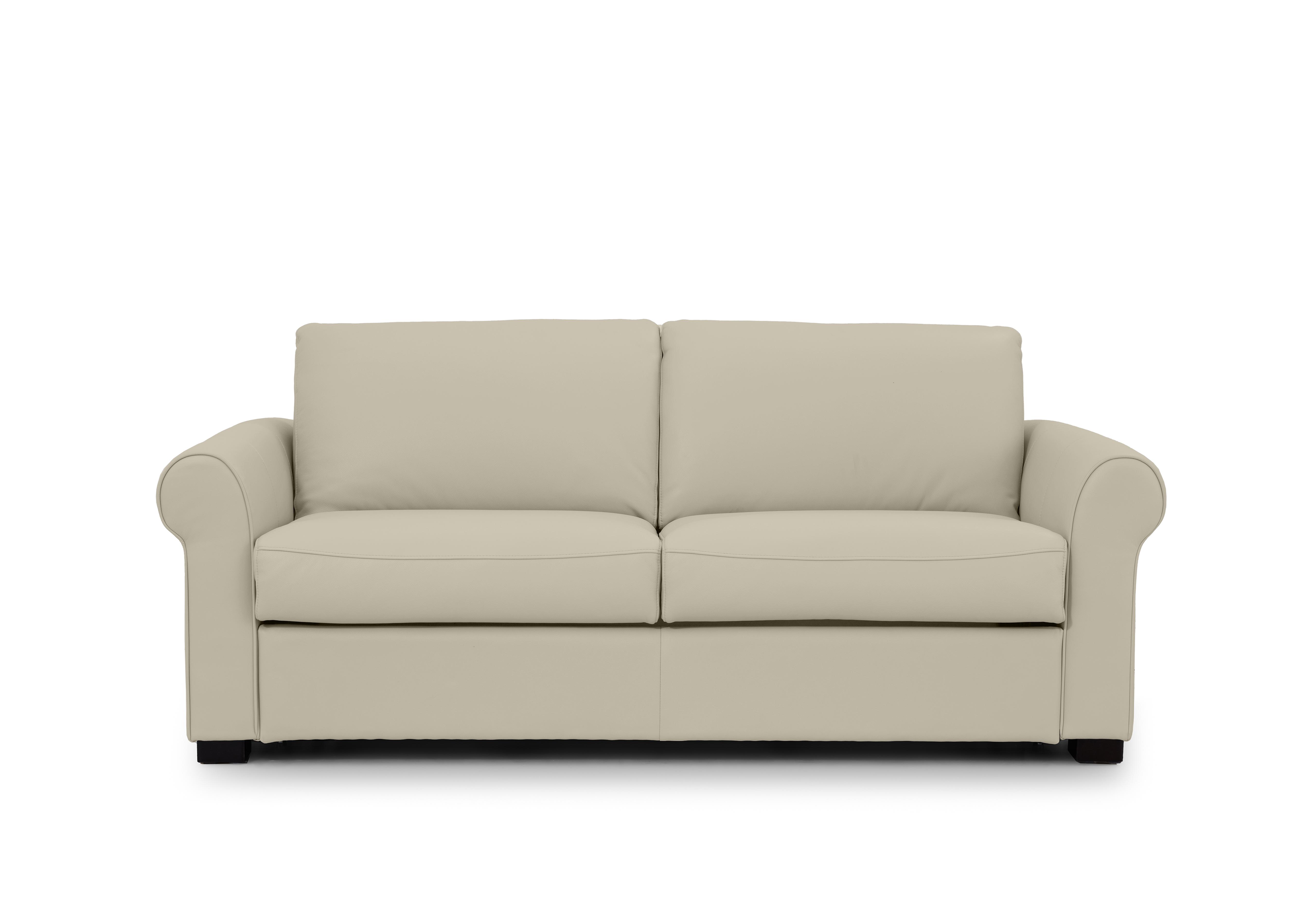 Jaxx Leather Sofa Bed with Scroll Arms in Cat-60/05 Bone China on Furniture Village