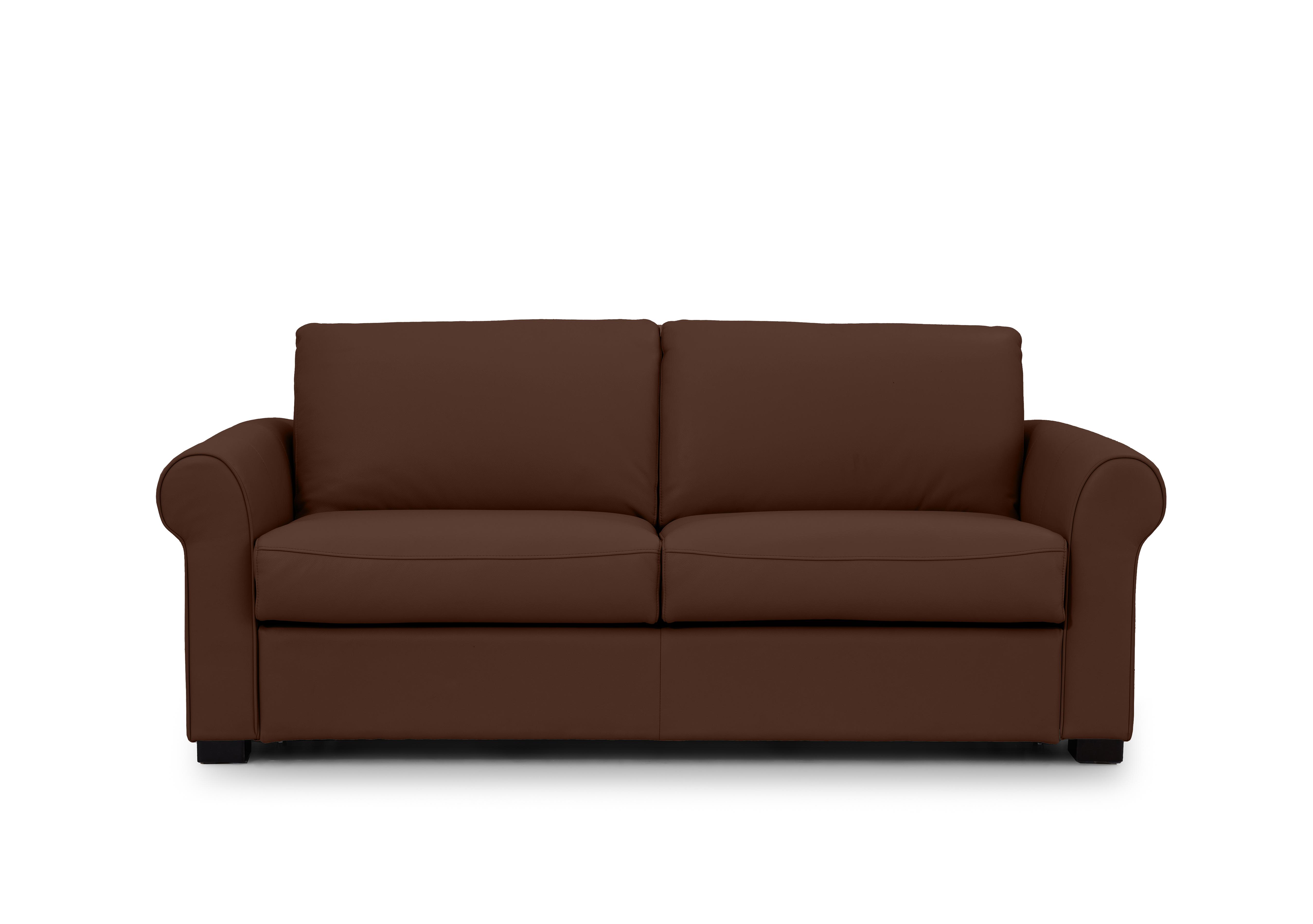 Jaxx Leather Sofa Bed with Scroll Arms in Cat-60/08 Chocolate on Furniture Village