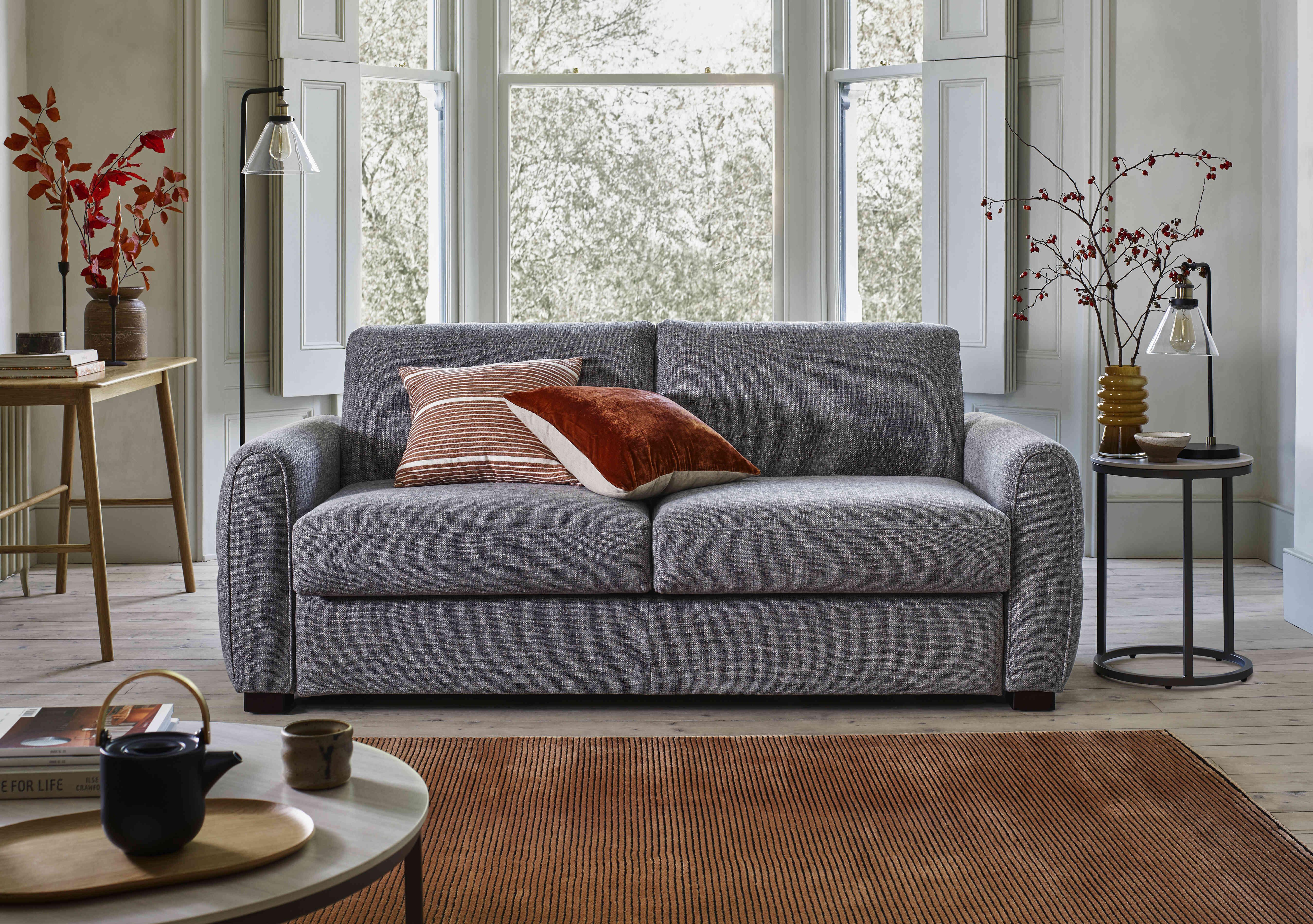 Jaxx Fabric Sofa Bed with Arch Arms in  on Furniture Village