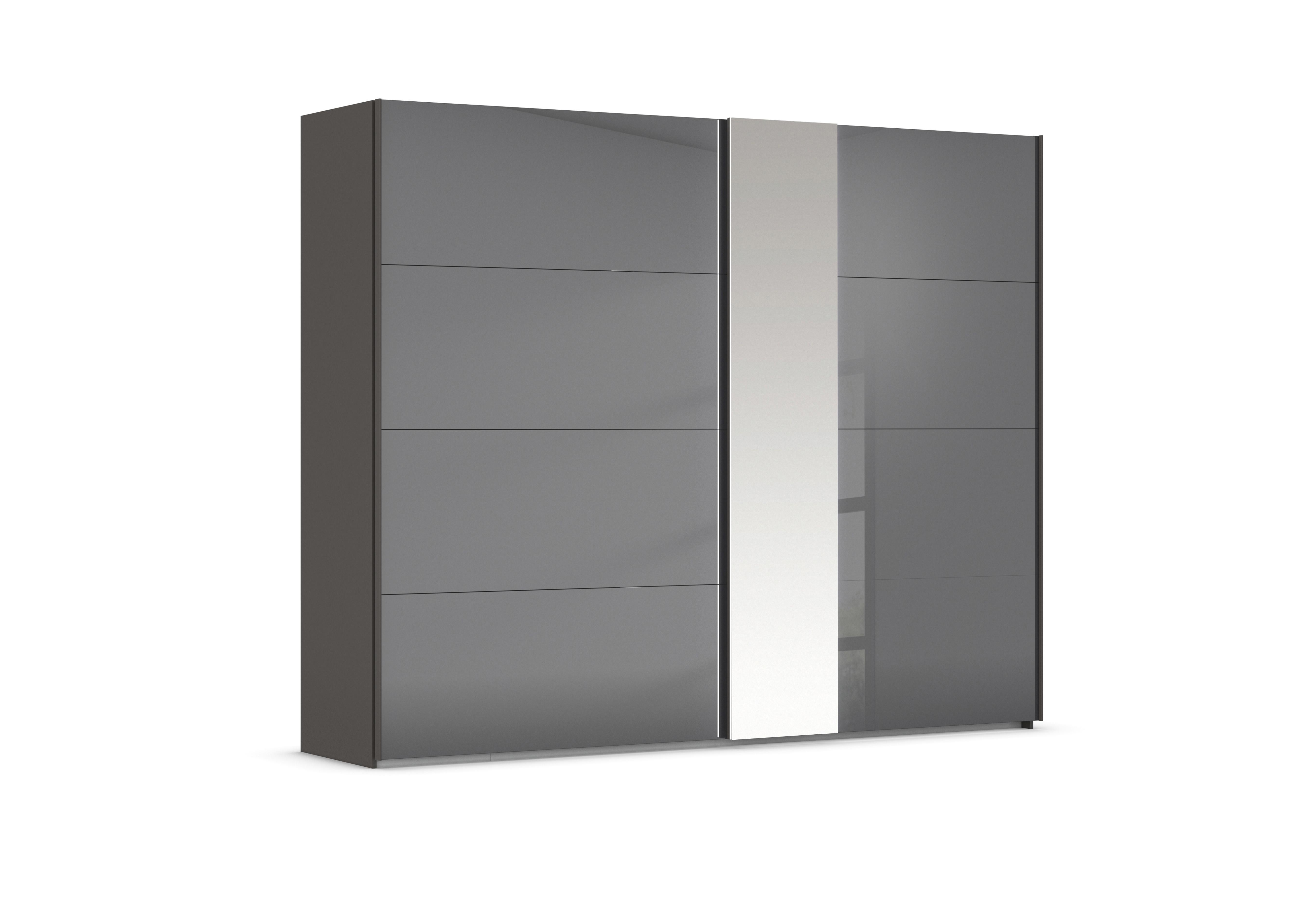 Cairns 271cm 2 Door Sliding Wardrobe with External Lights in Graphite A140b Basalt Glass on Furniture Village