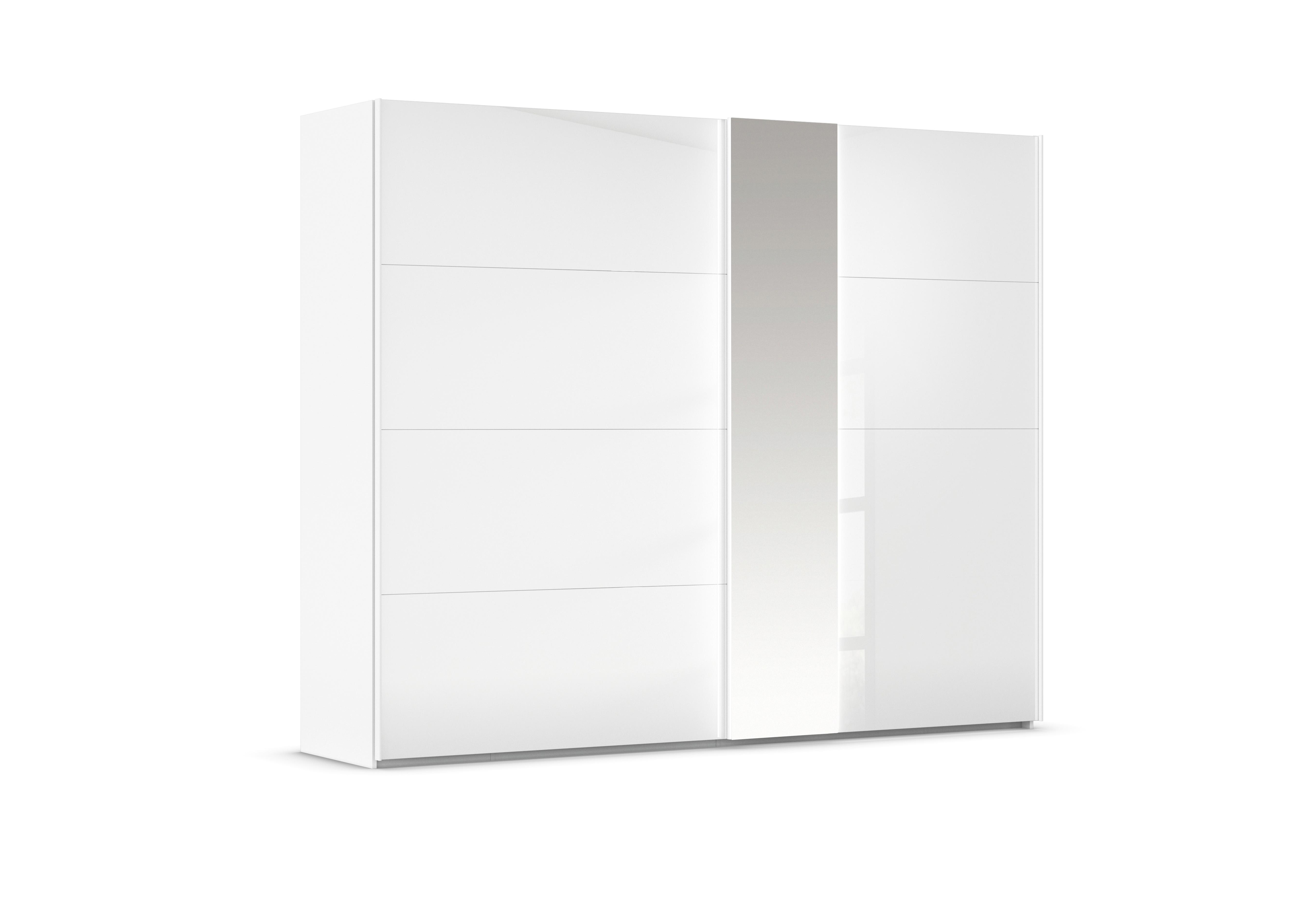 Cairns 271cm 2 Door Sliding Wardrobe with External Lights in White A131b White Glass on Furniture Village