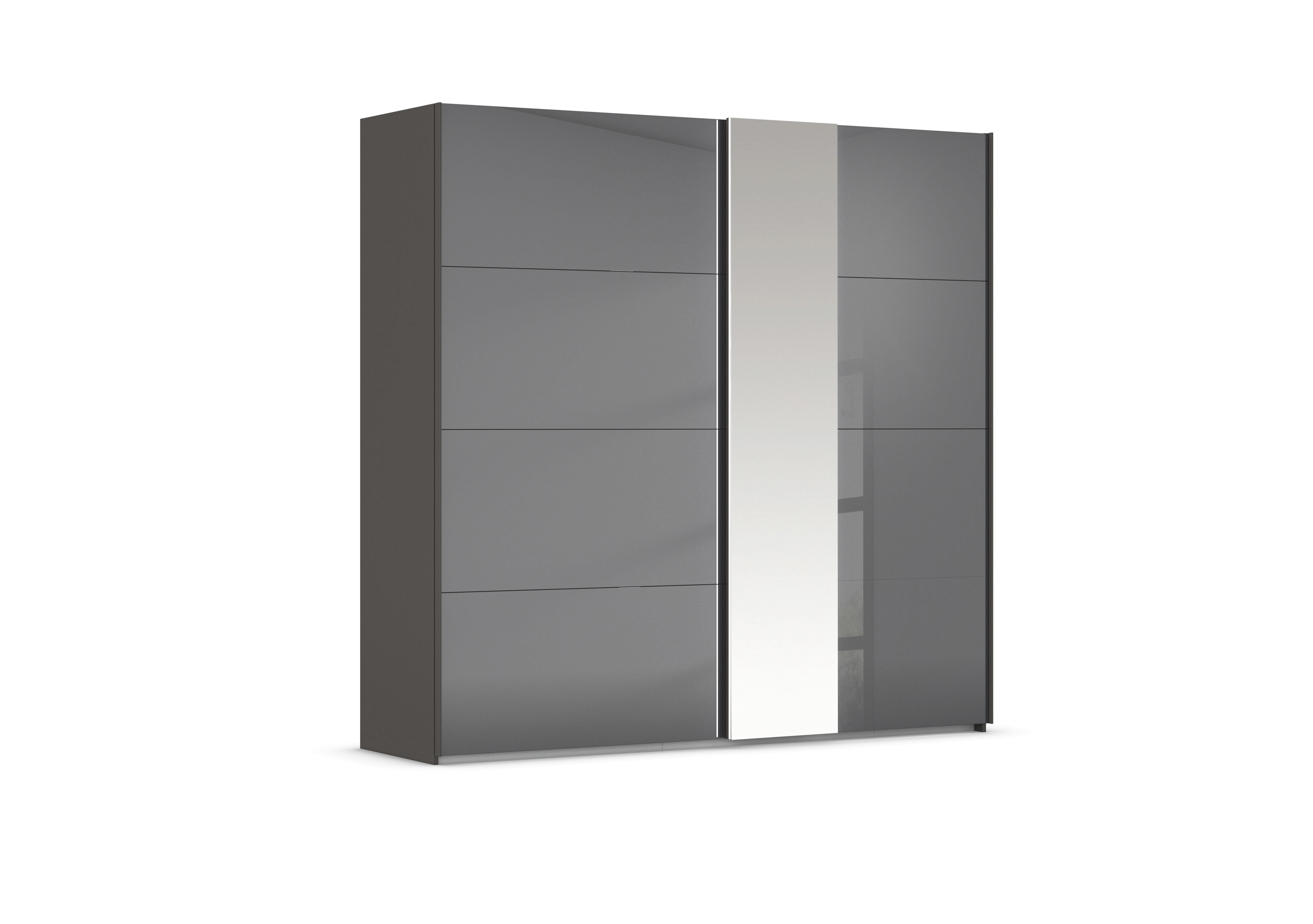 Cairns 226cm 2 Door Sliding Wardrobe with External Lights in Graphite A140b Basalt Glass on Furniture Village