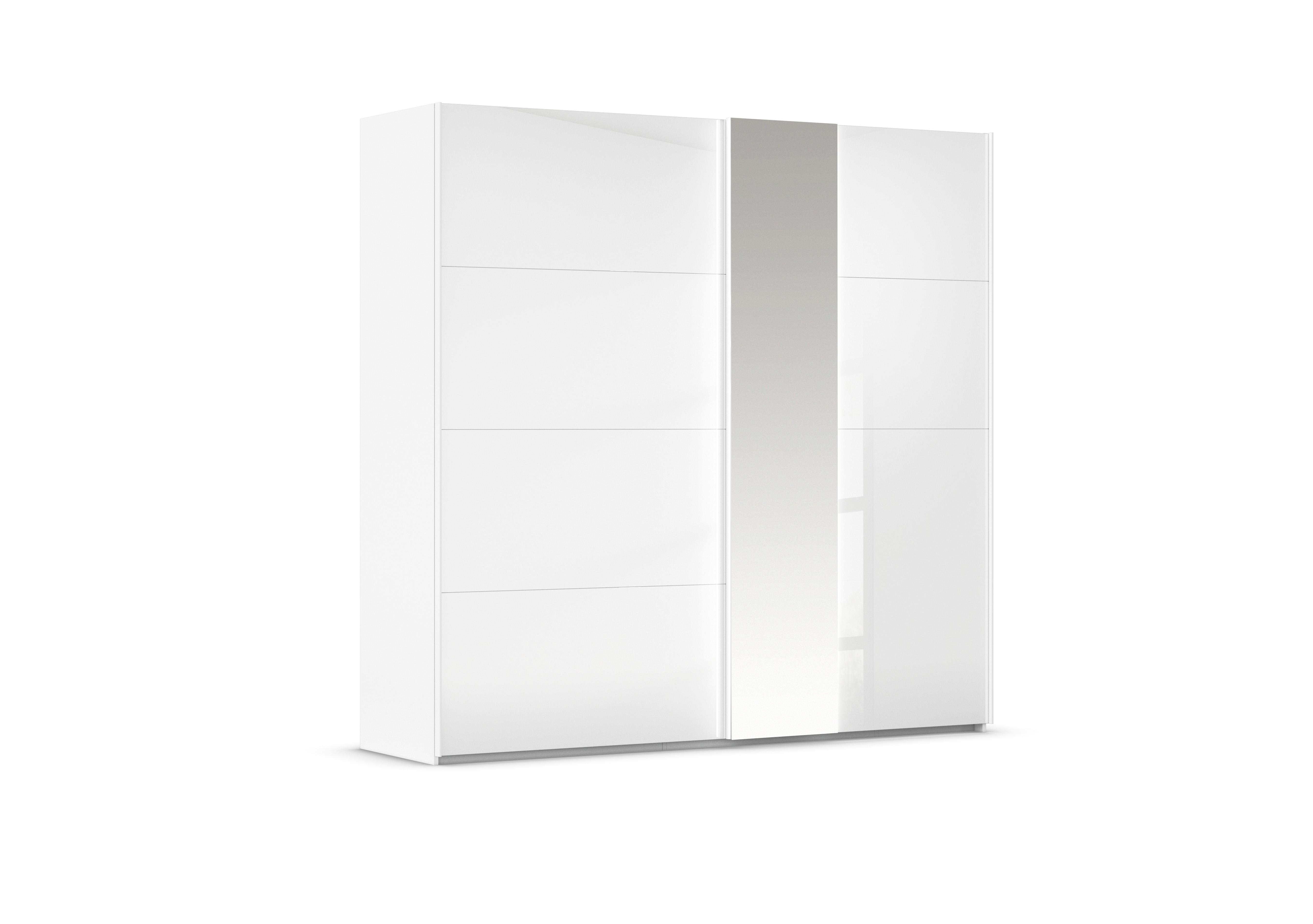 Cairns 226cm 2 Door Sliding Wardrobe with External Lights in White A131b White Glass on Furniture Village