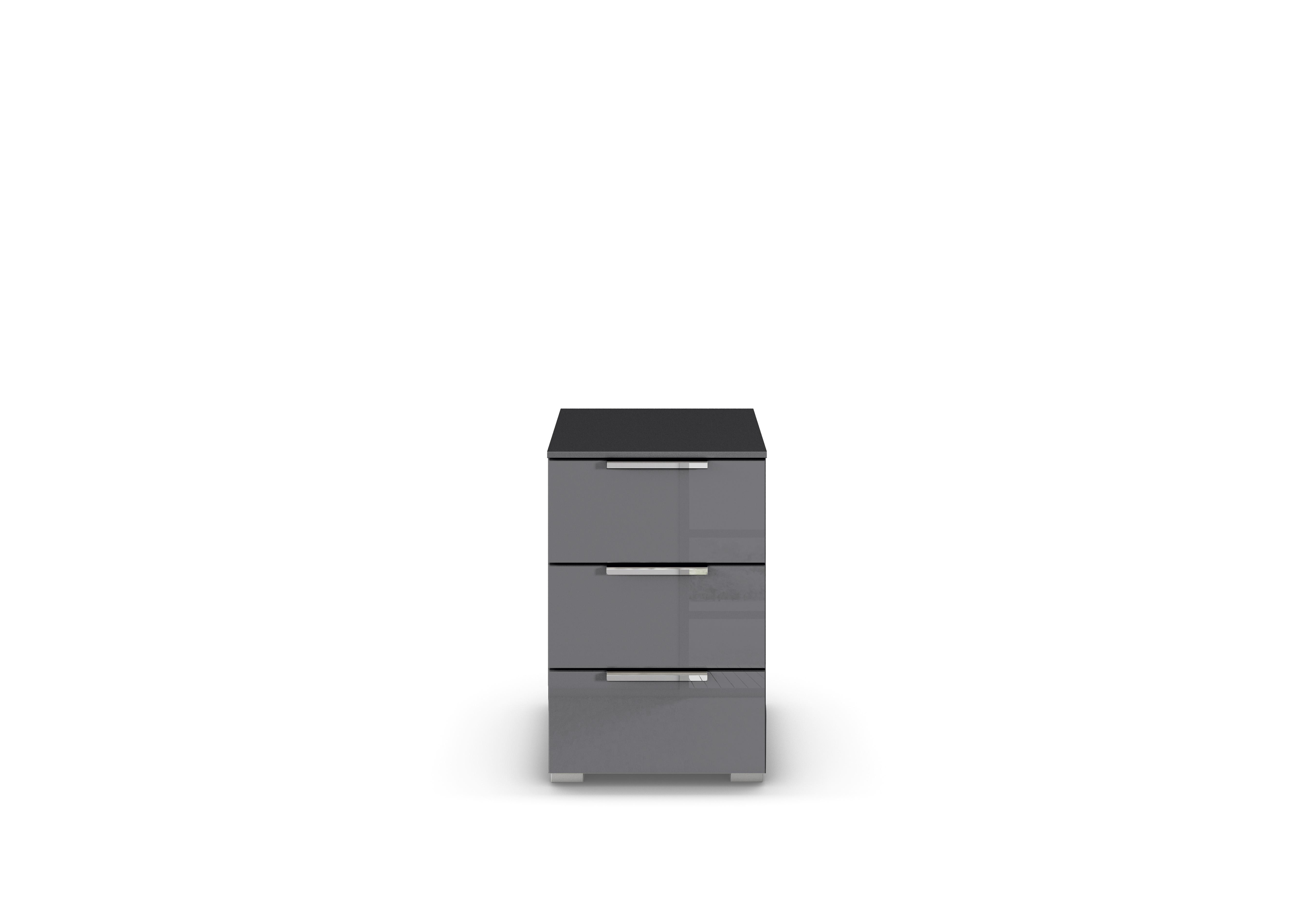 Cairns 3 Drawer Bedside Cabinet in Graphite A140b Basalt Glass on Furniture Village