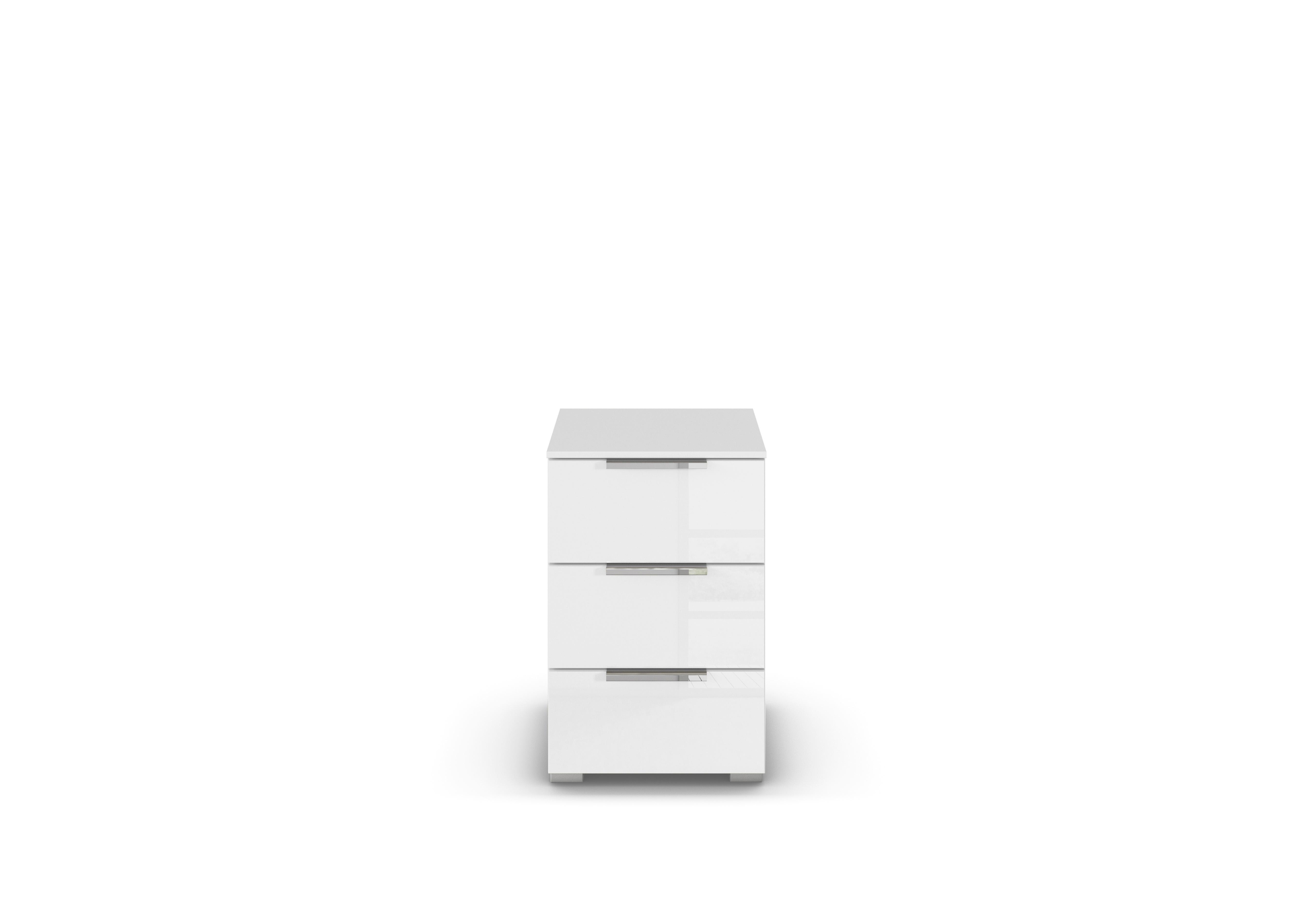 Cairns 3 Drawer Bedside Cabinet in White A131b White Glass on Furniture Village