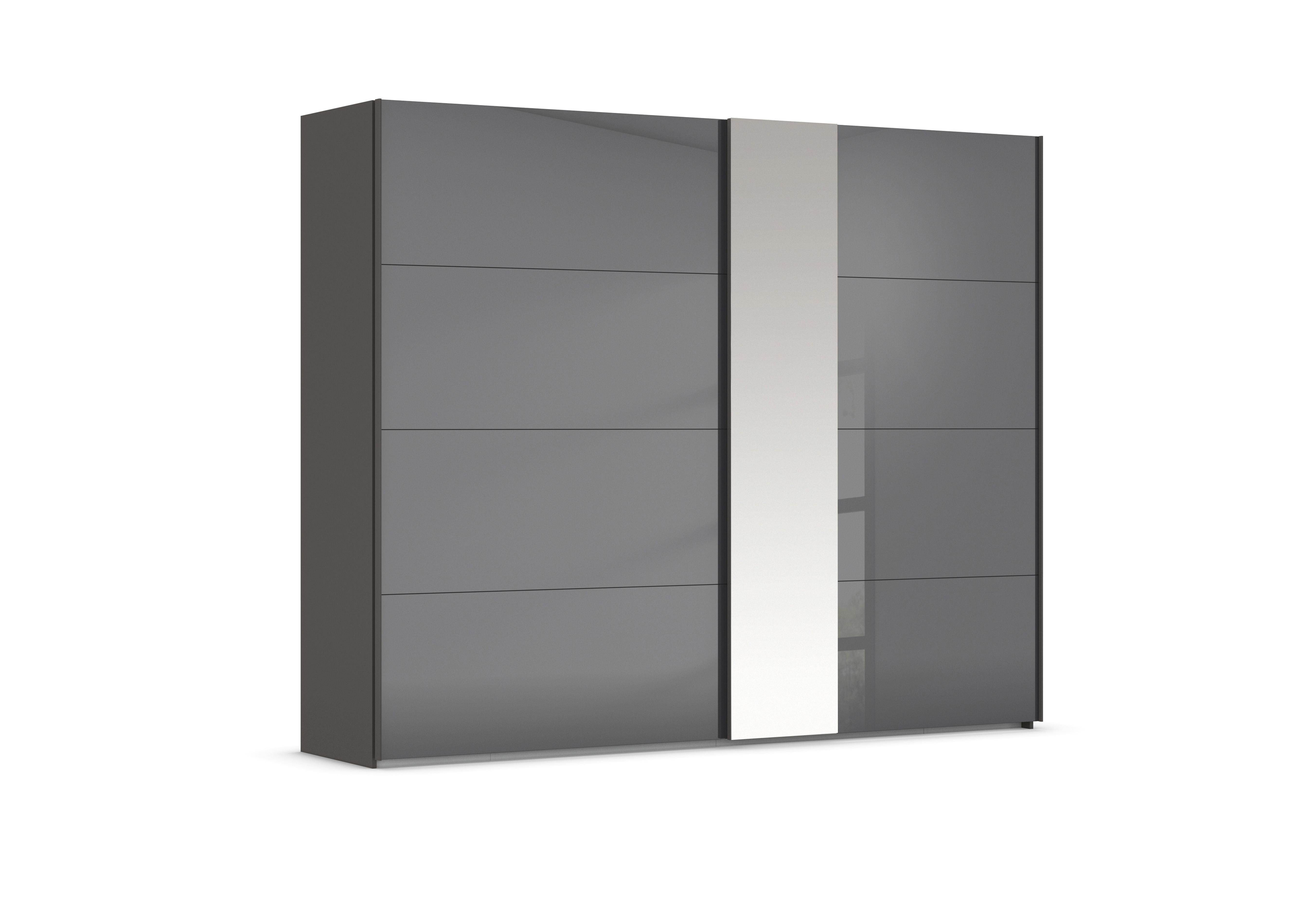 Cairns 271cm 2 Door Sliding Wardrobe in Graphite A140b Basalt Glass on Furniture Village